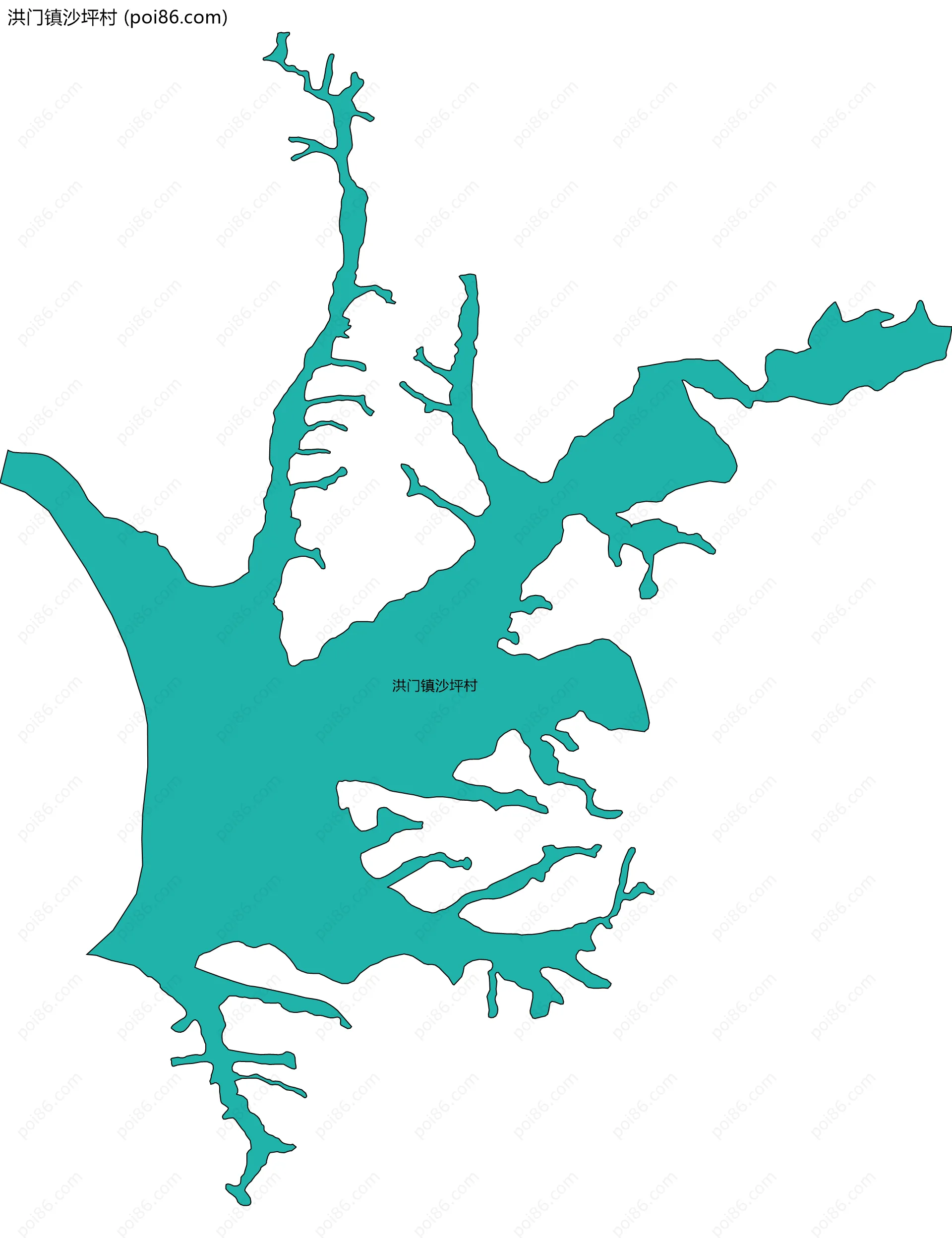 洪门镇沙坪村边界地图