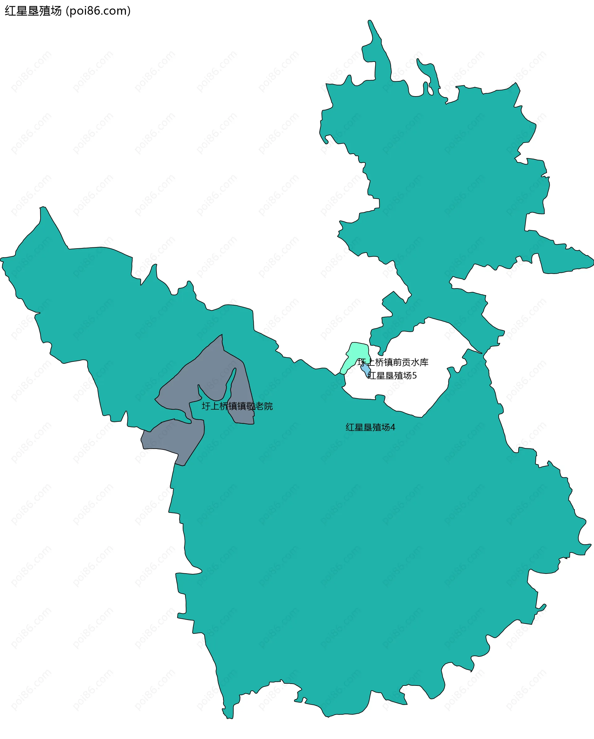 红星垦殖场边界地图(五级行政区划)