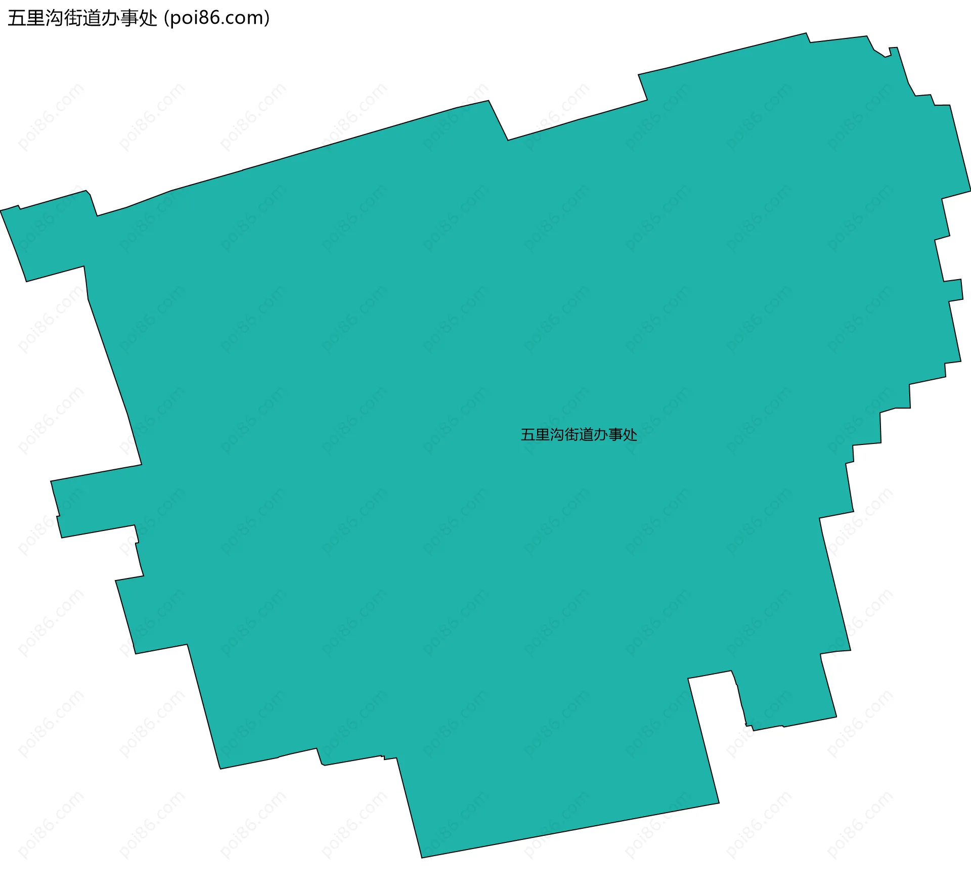 五里沟街道办事处边界地图(五级行政区划)