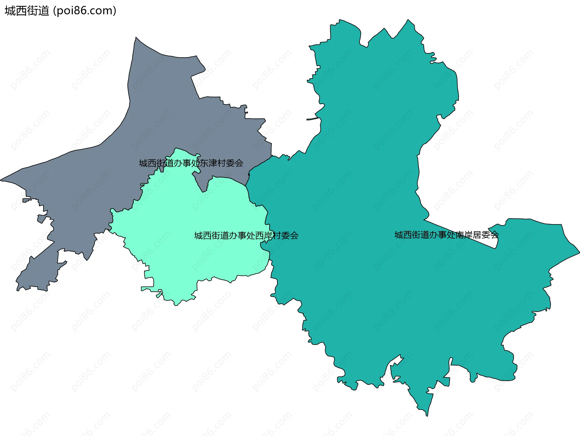 城西街道边界地图(五级行政区划)