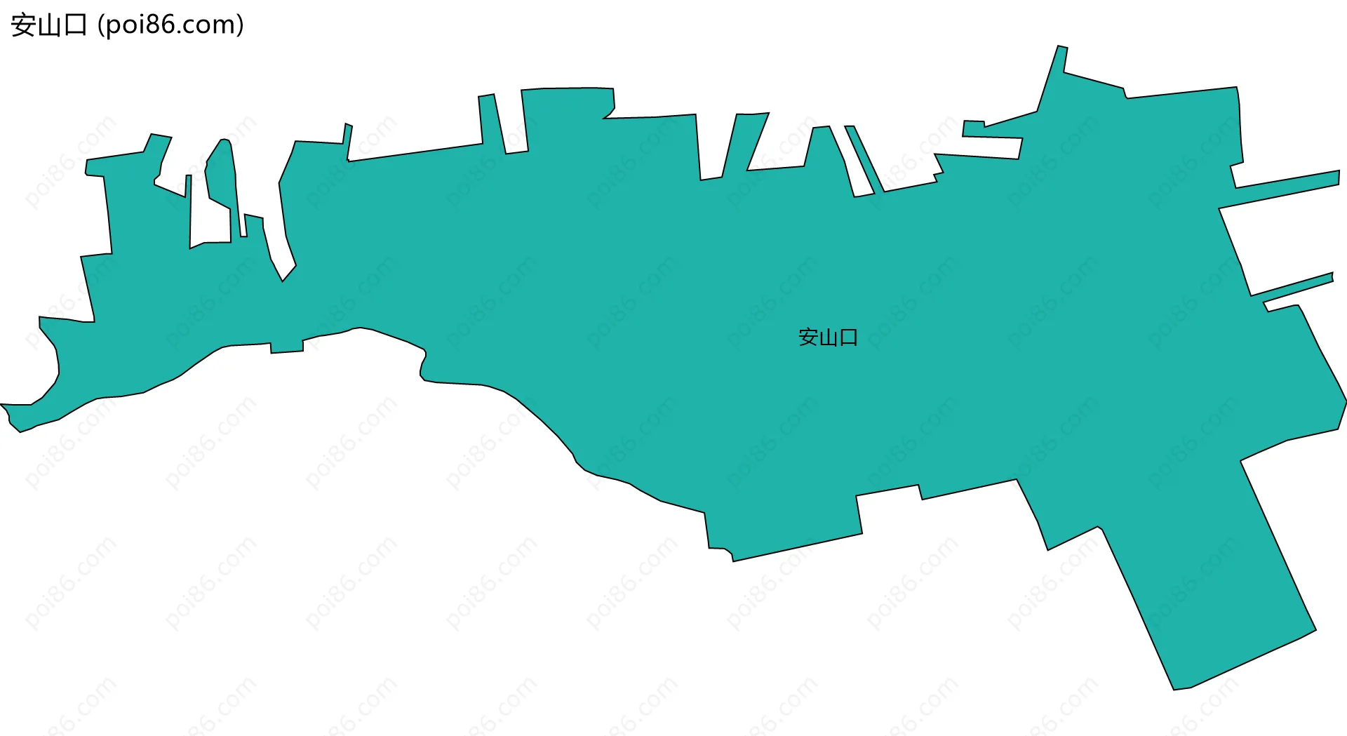 安山口边界地图