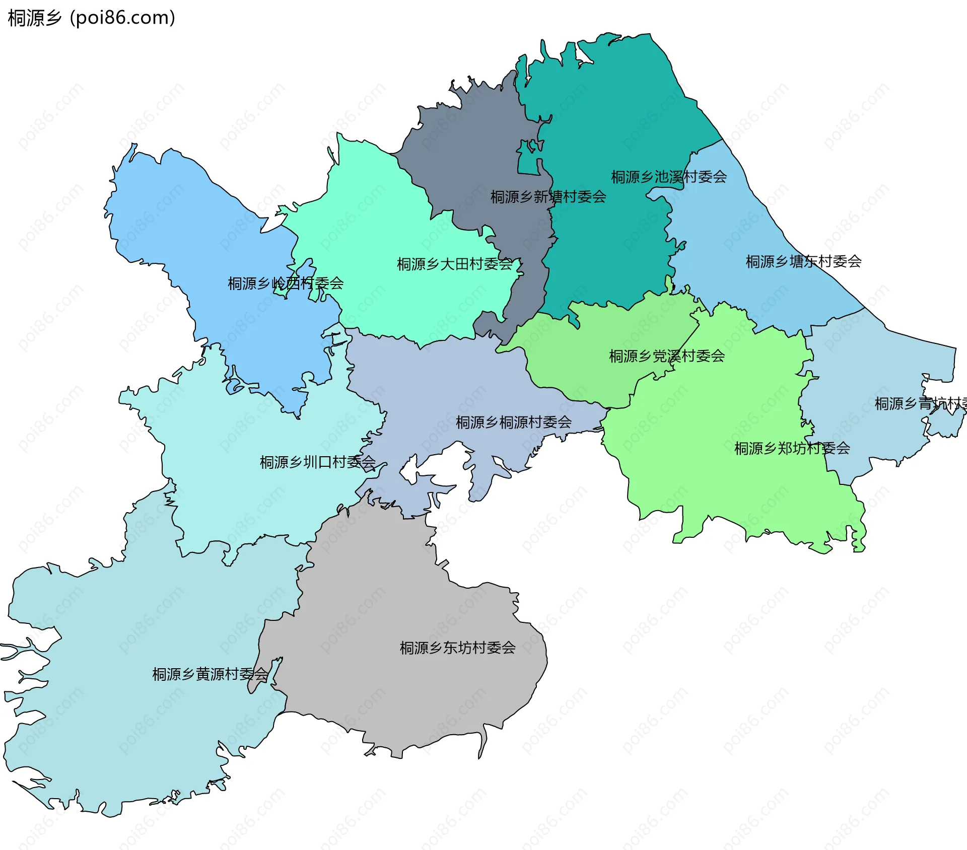 桐源乡边界地图(五级行政区划)