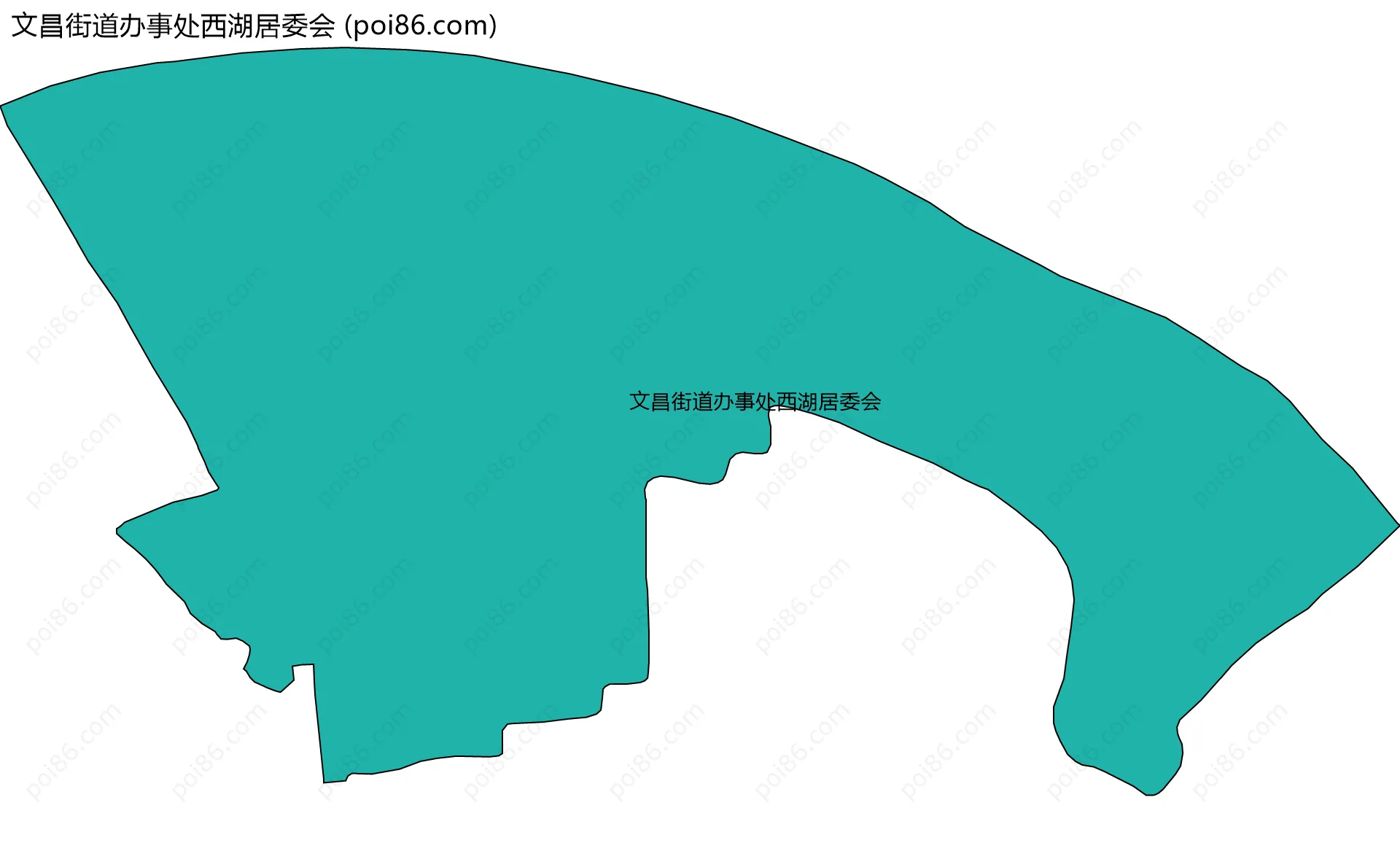 文昌街道办事处西湖居委会边界地图