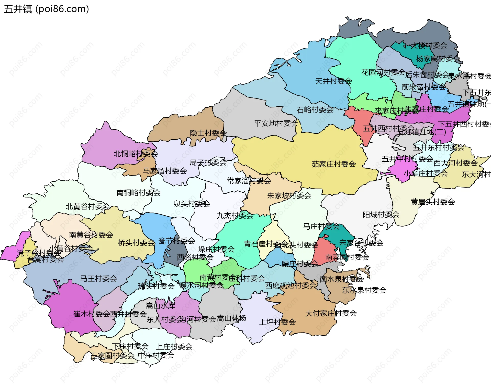 五井镇边界地图(五级行政区划)