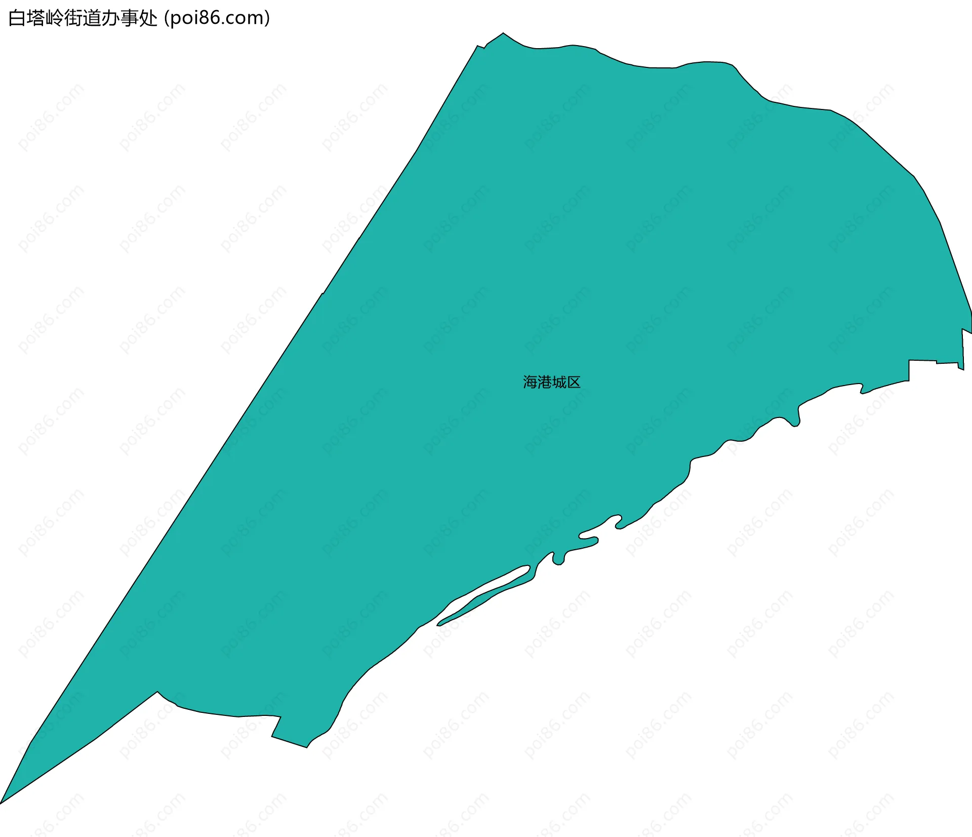 白塔岭街道办事处边界地图(五级行政区划)