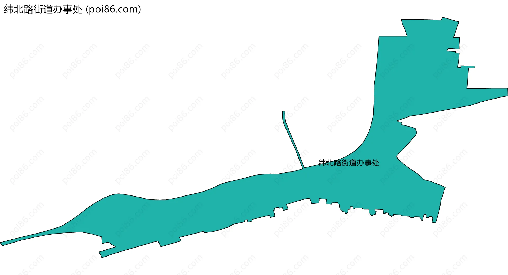 纬北路街道办事处边界地图(五级行政区划)