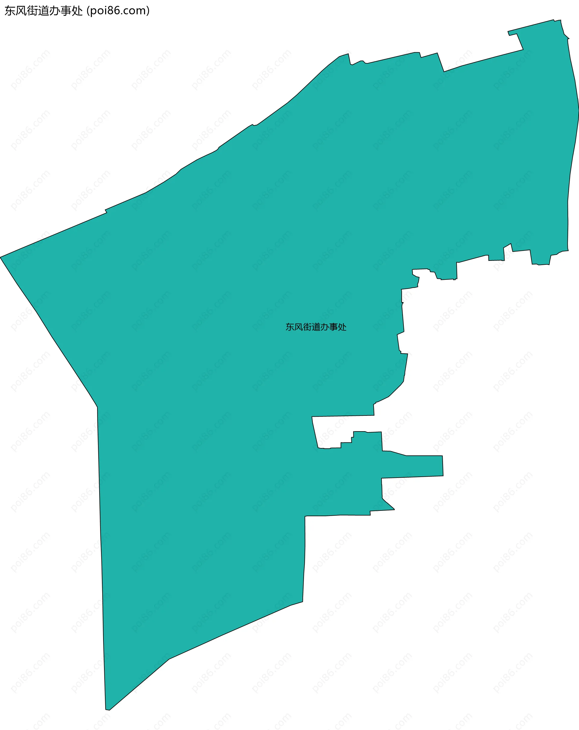 东风街道办事处边界地图(五级行政区划)