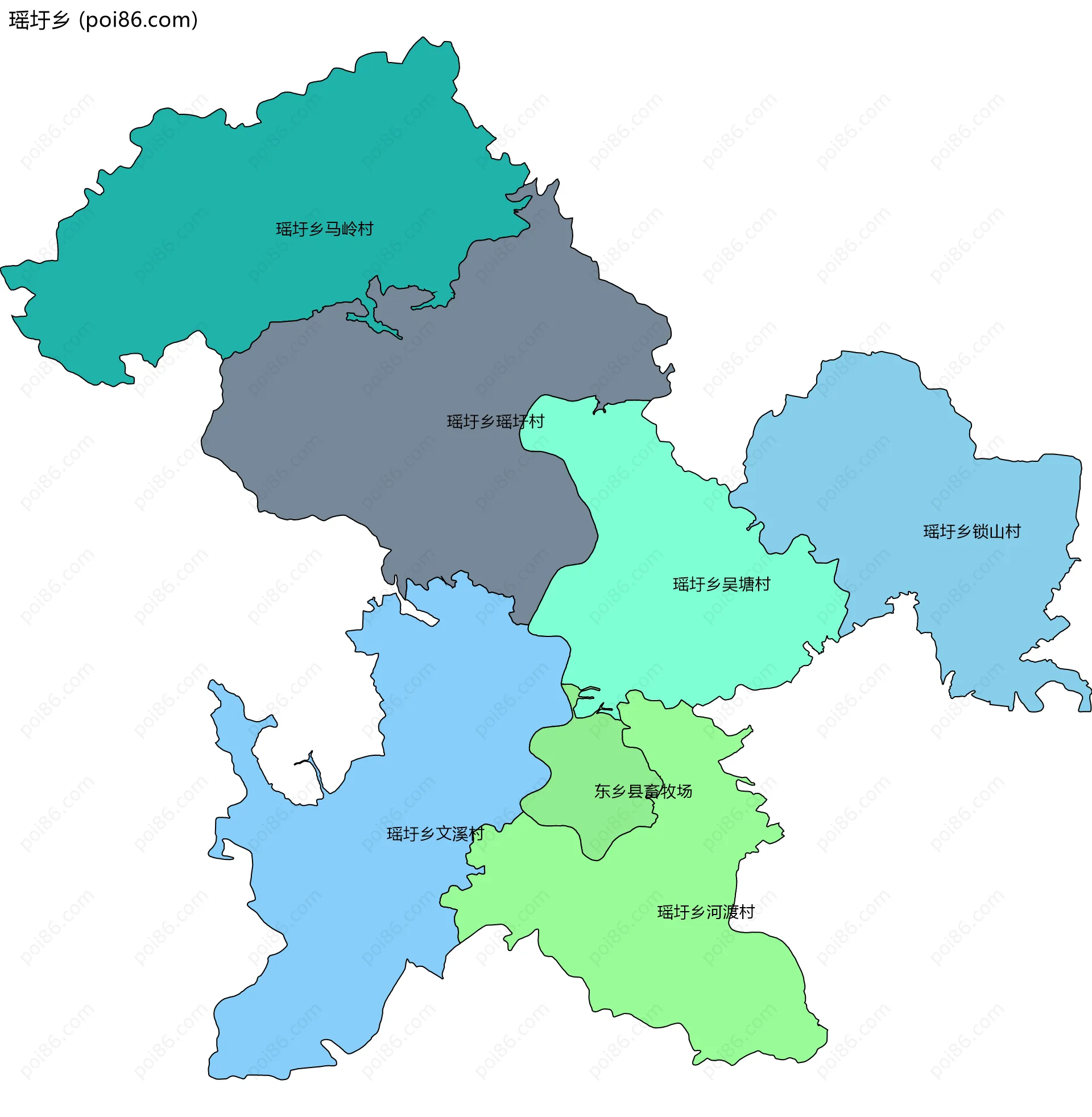 瑶圩乡边界地图(五级行政区划)