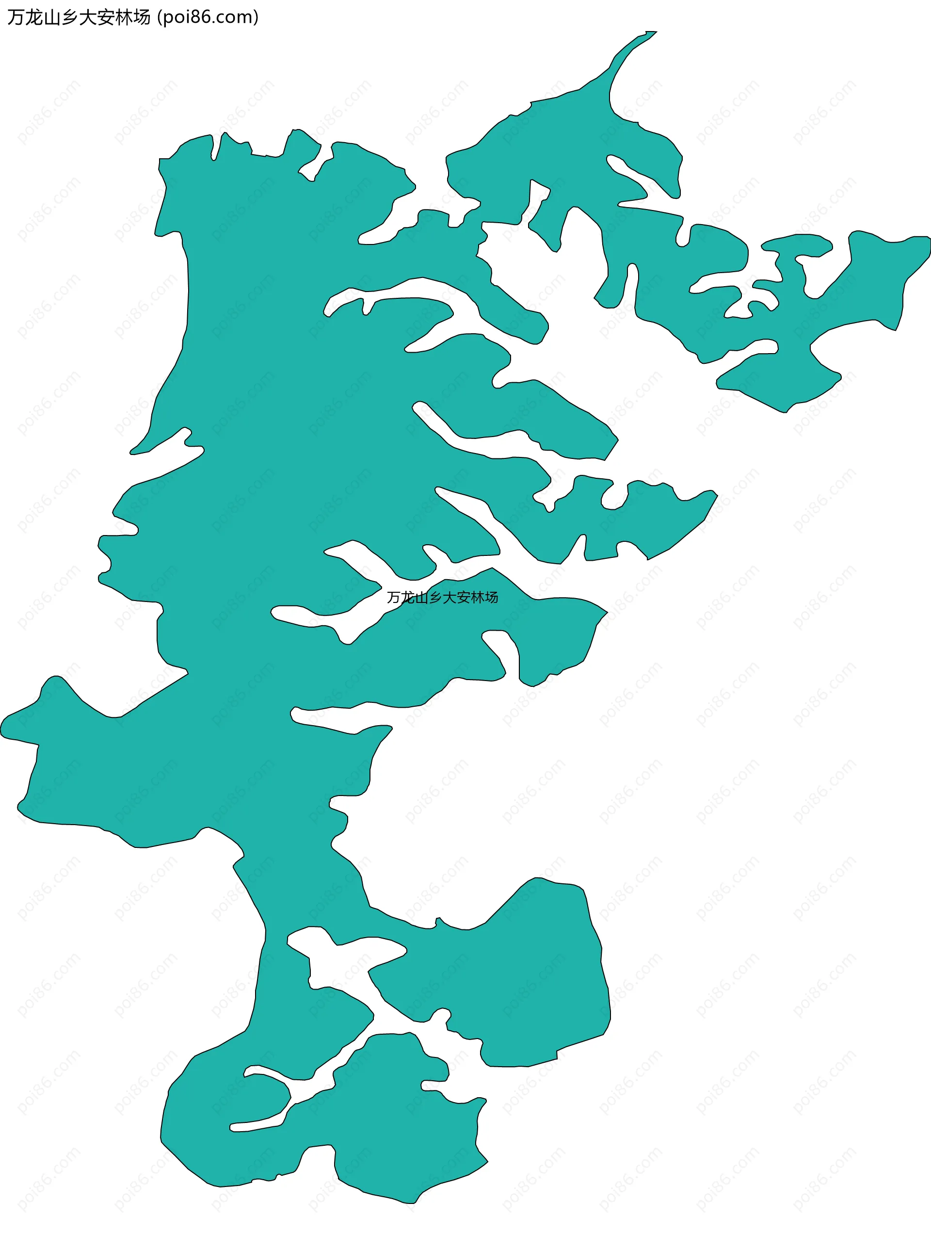 万龙山乡大安林场边界地图(五级行政区划)