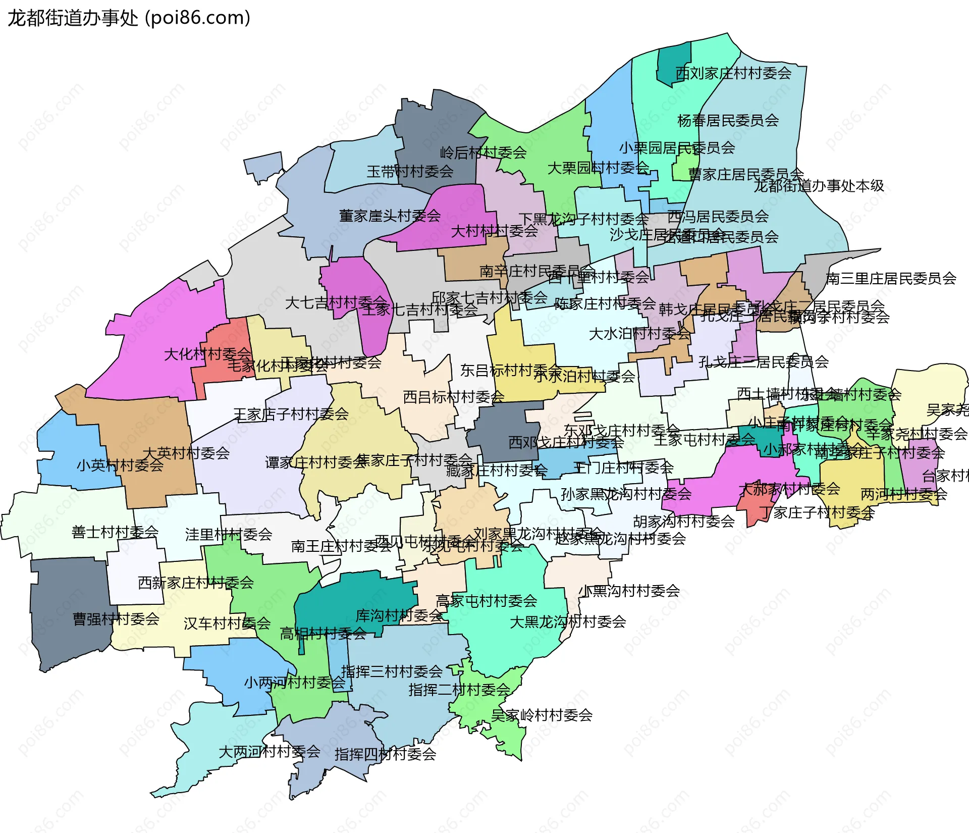 龙都街道办事处边界地图(五级行政区划)