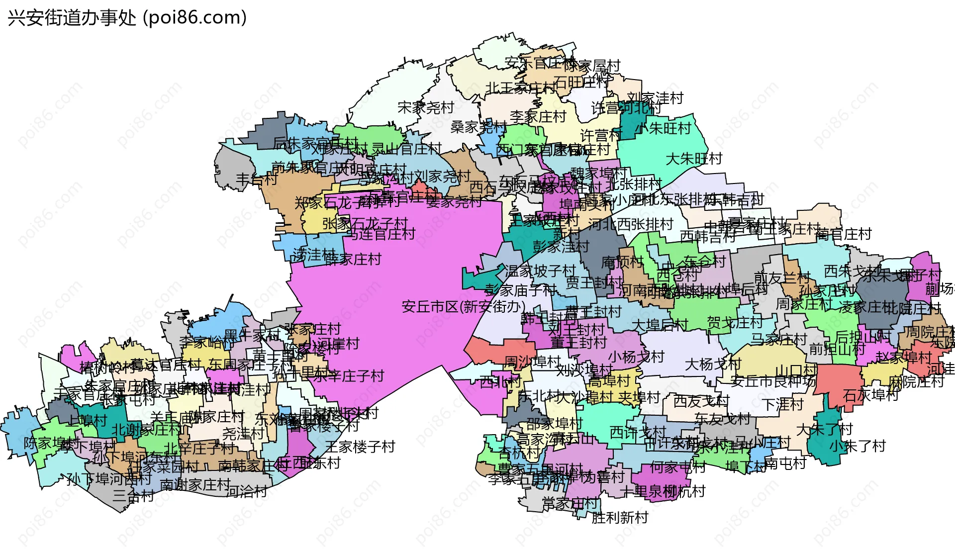 兴安街道办事处边界地图(五级行政区划)
