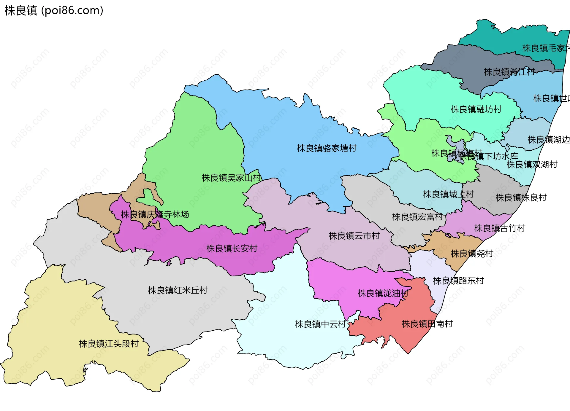 株良镇边界地图(五级行政区划)