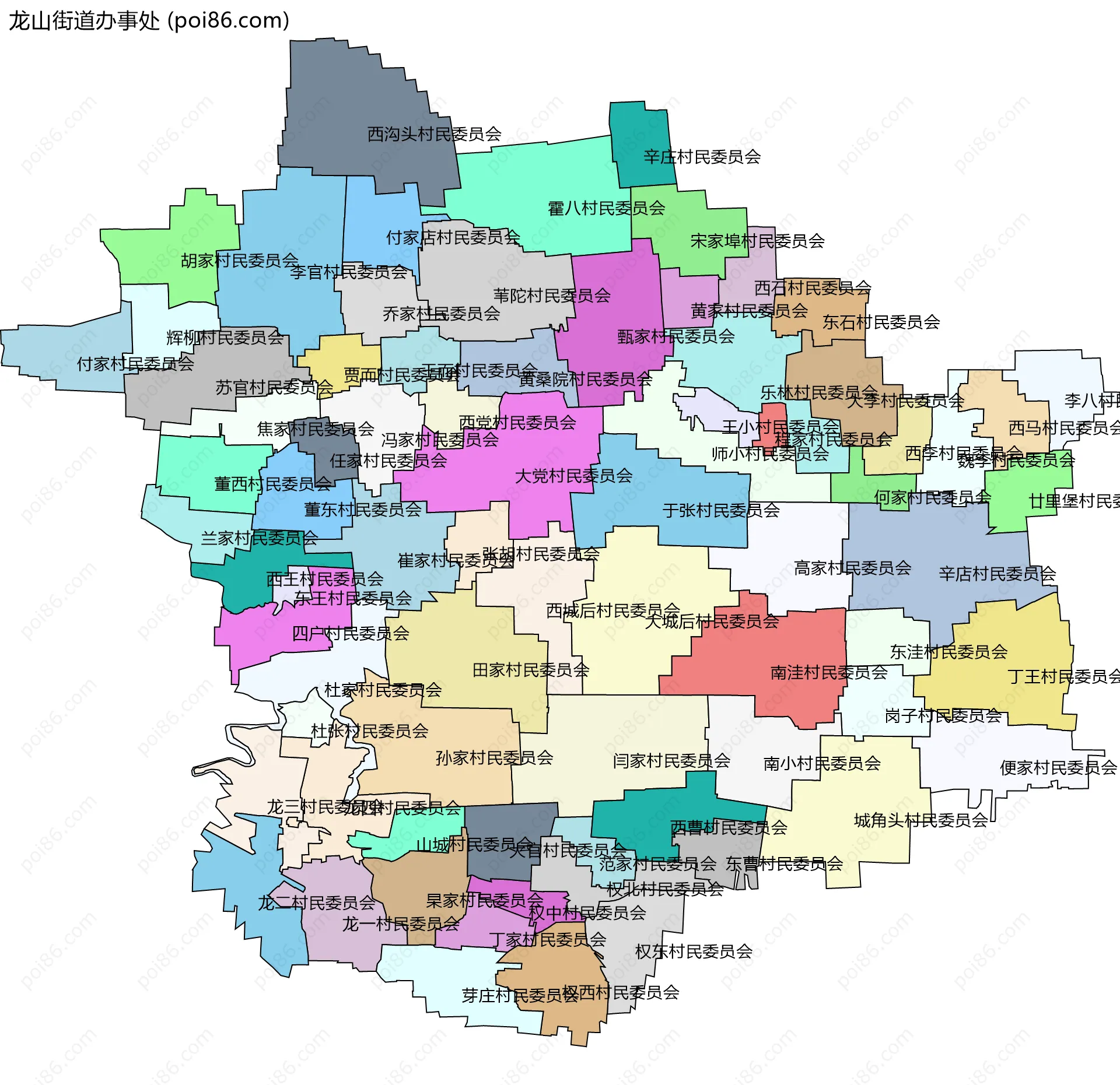 龙山街道办事处边界地图(五级行政区划)