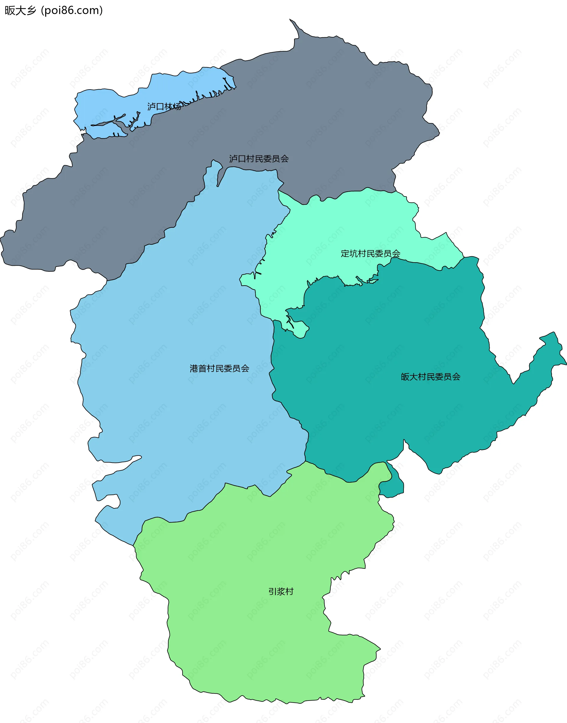 昄大乡边界地图(五级行政区划)