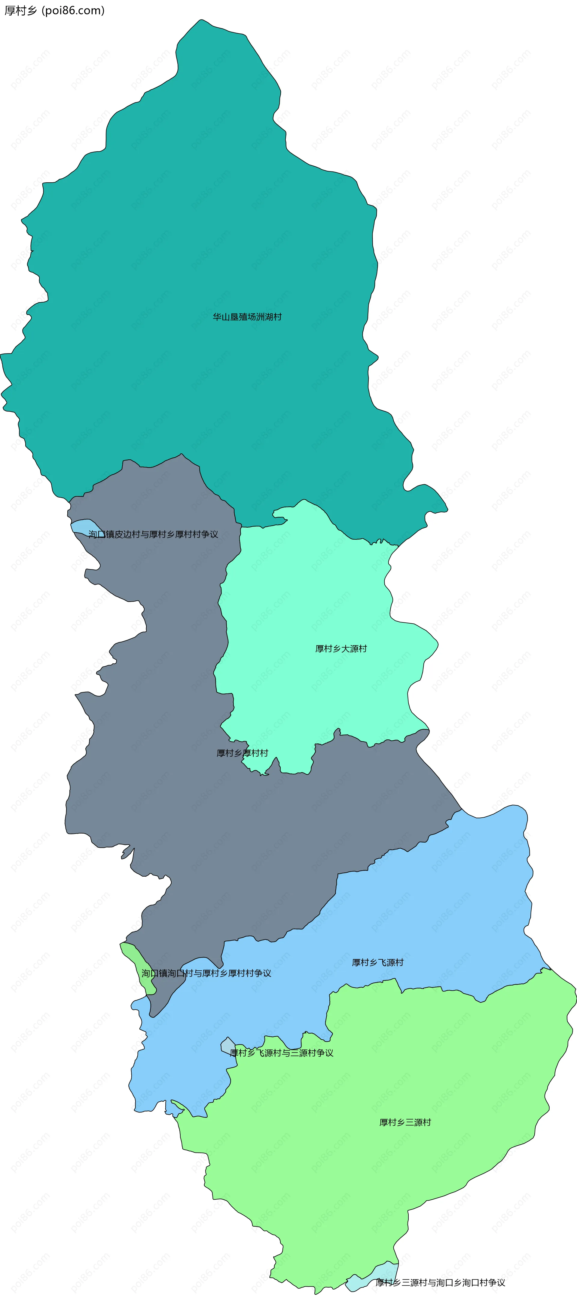 厚村乡边界地图(五级行政区划)