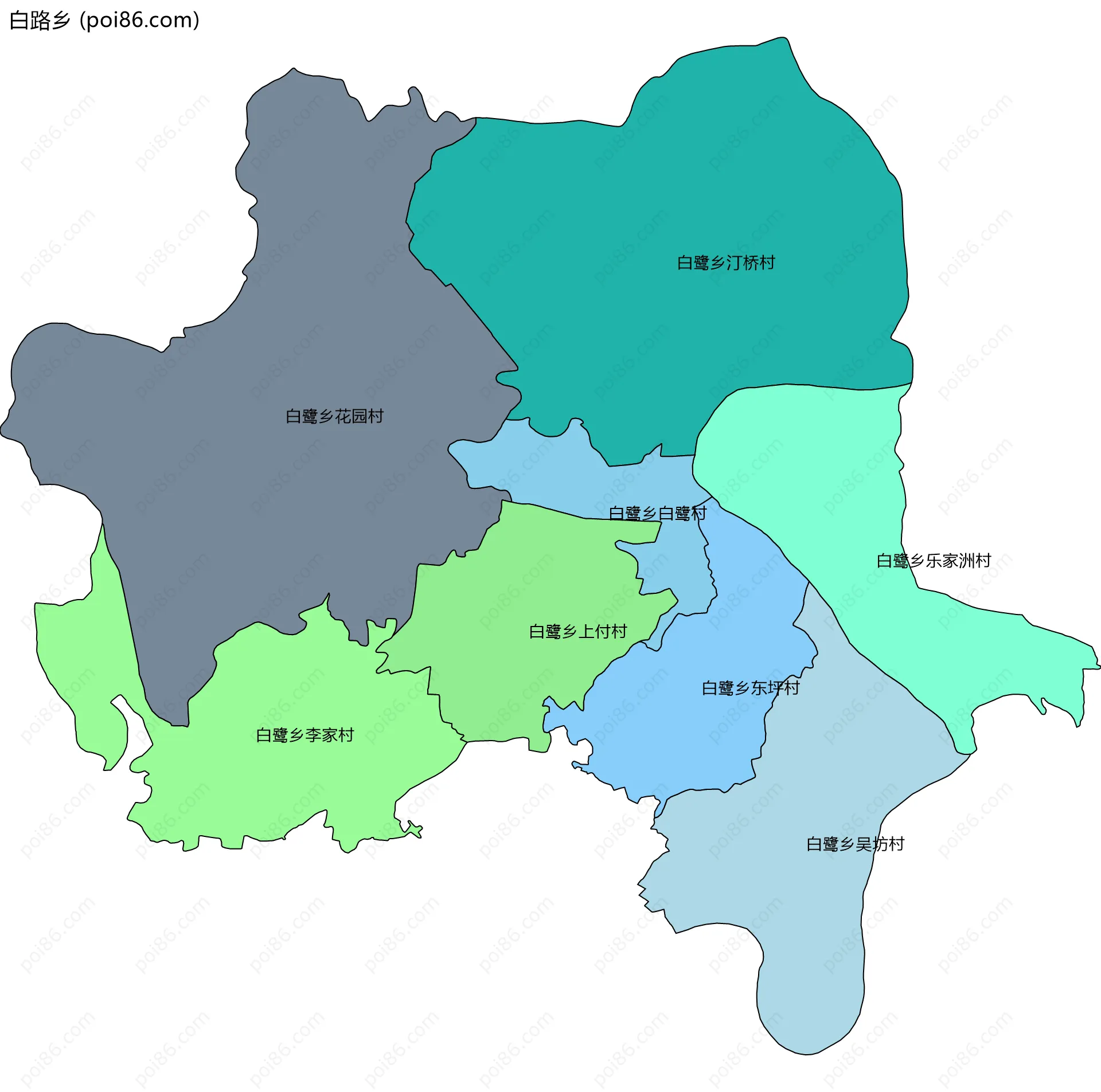 白路乡边界地图(五级行政区划)