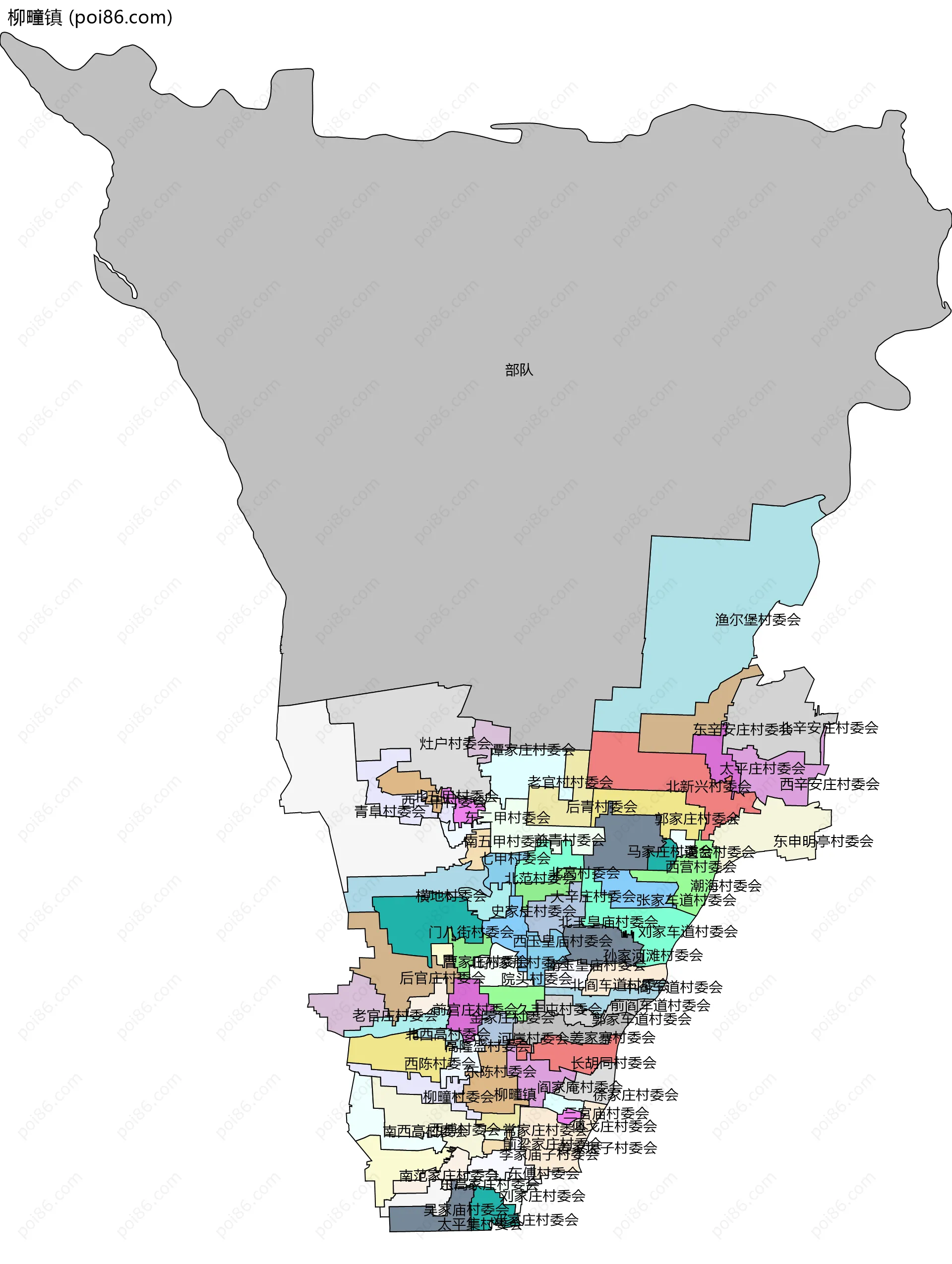 柳疃镇边界地图(五级行政区划)