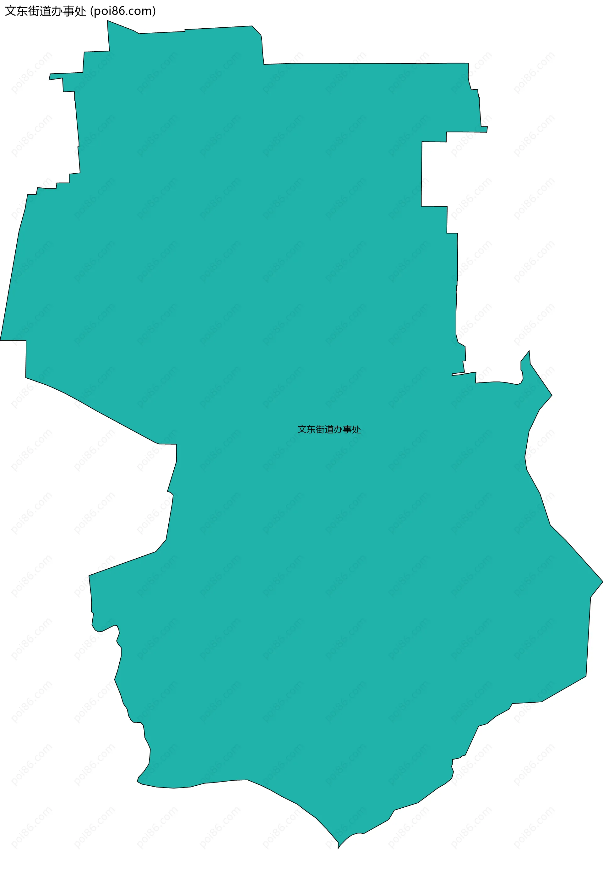 文东街道办事处边界地图(五级行政区划)