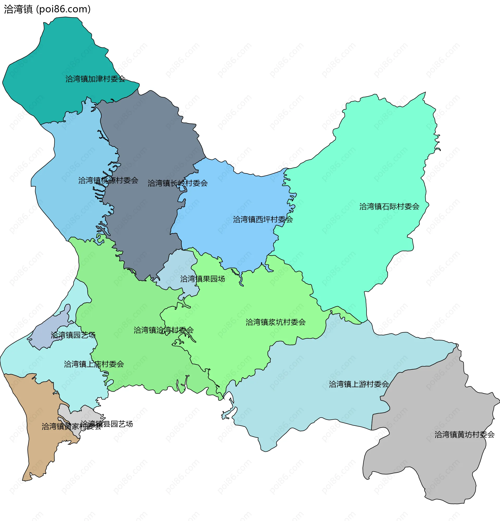 洽湾镇边界地图(五级行政区划)