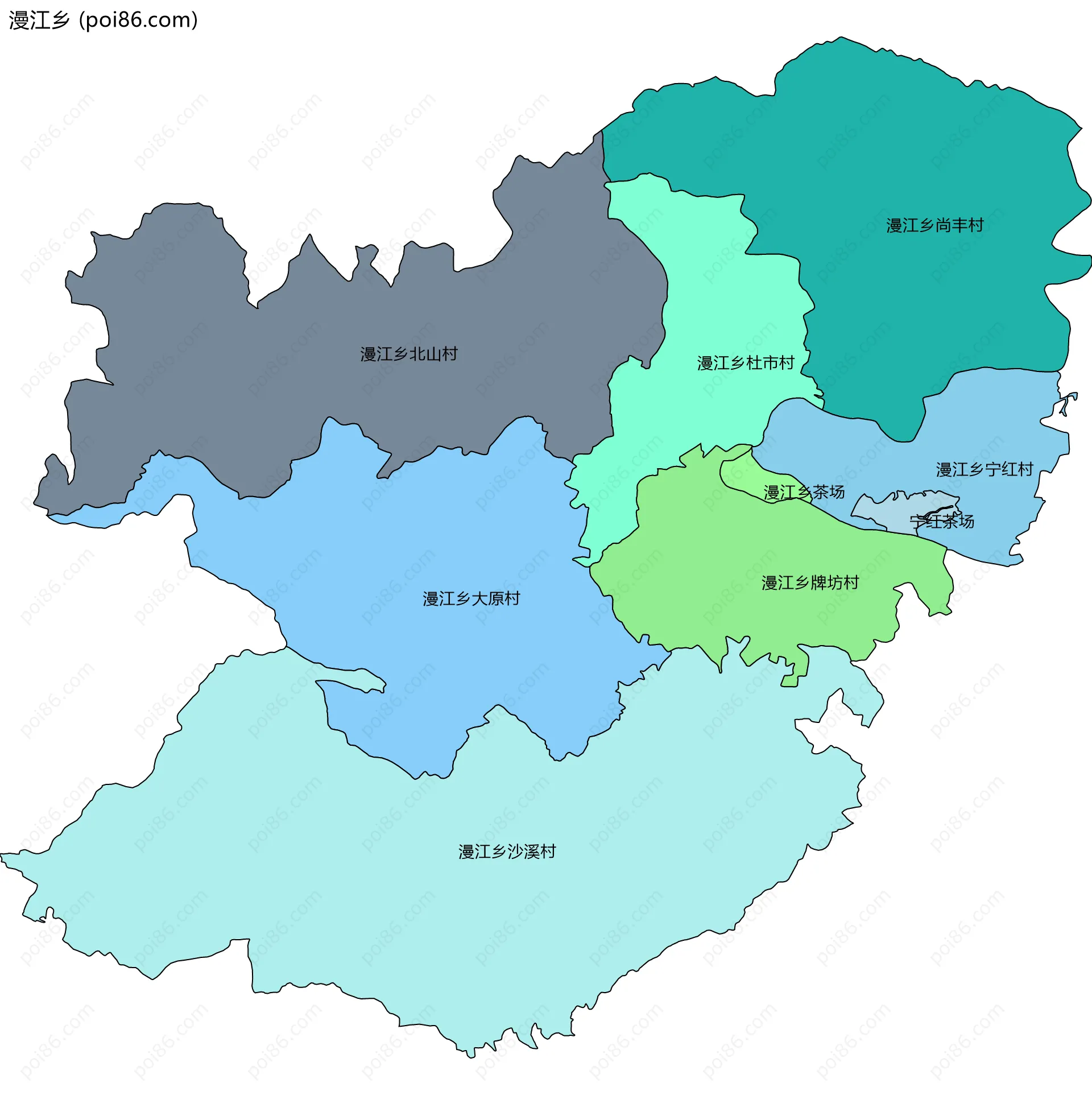 漫江乡边界地图(五级行政区划)