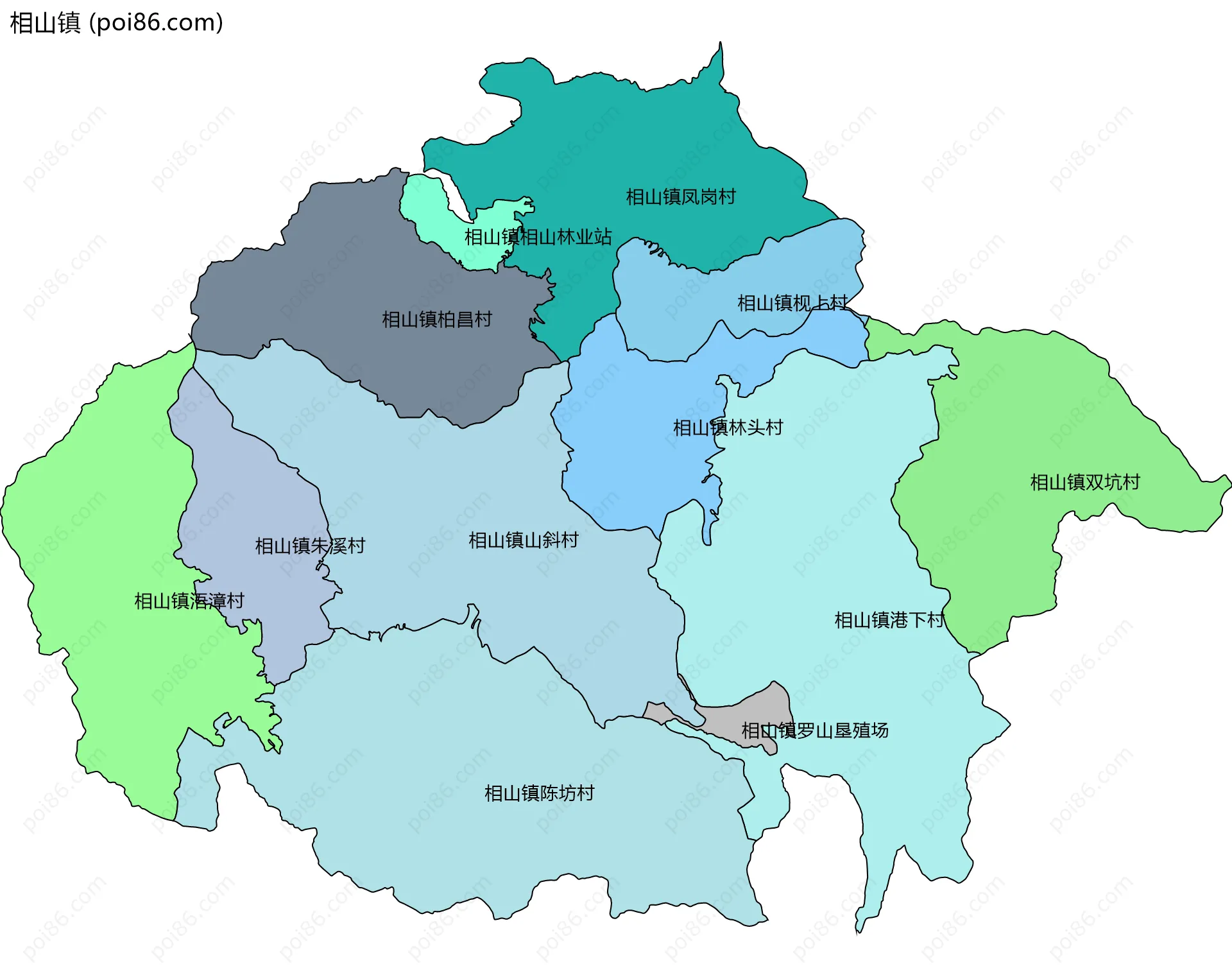 相山镇边界地图(五级行政区划)