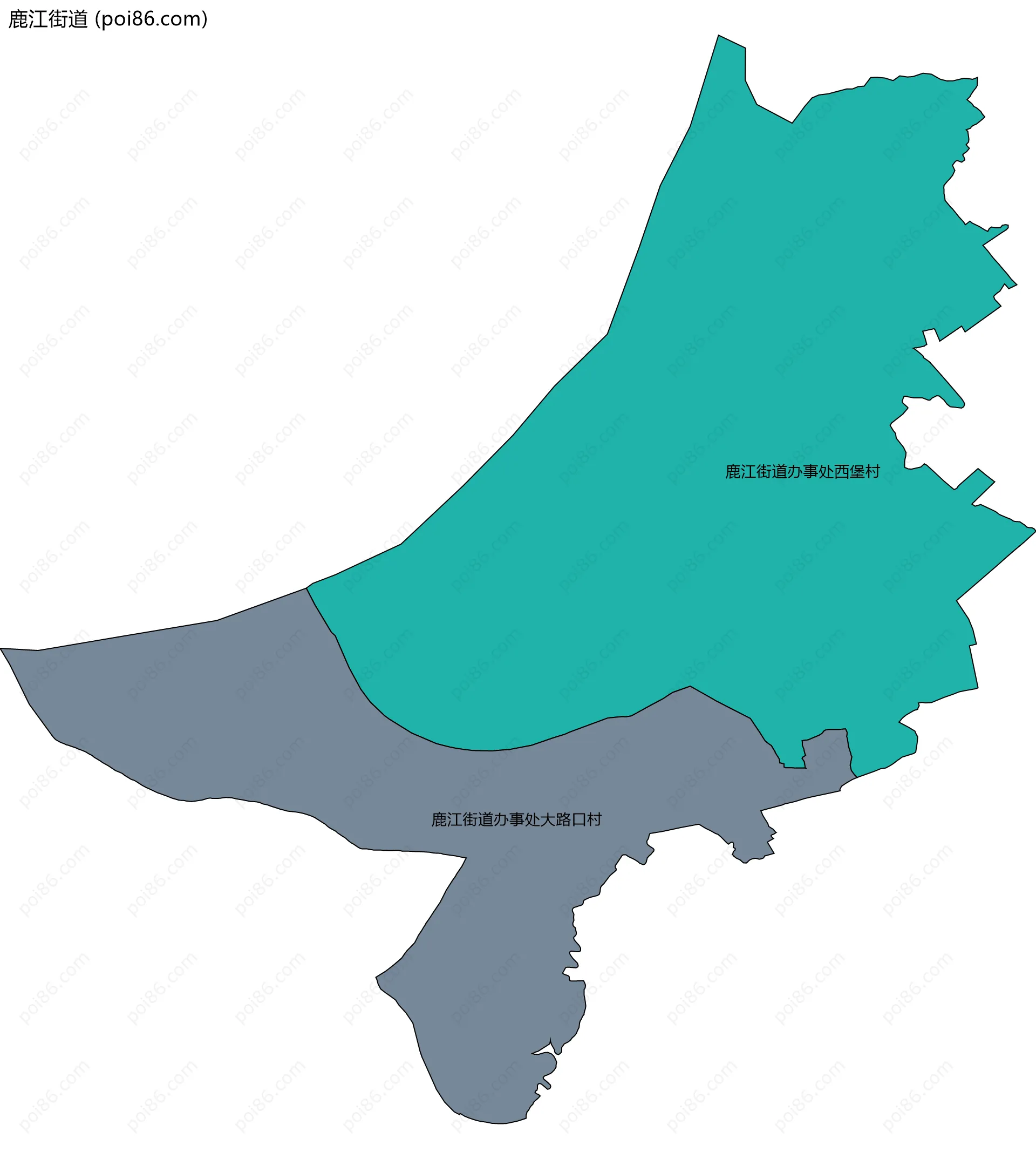 鹿江街道边界地图(五级行政区划)