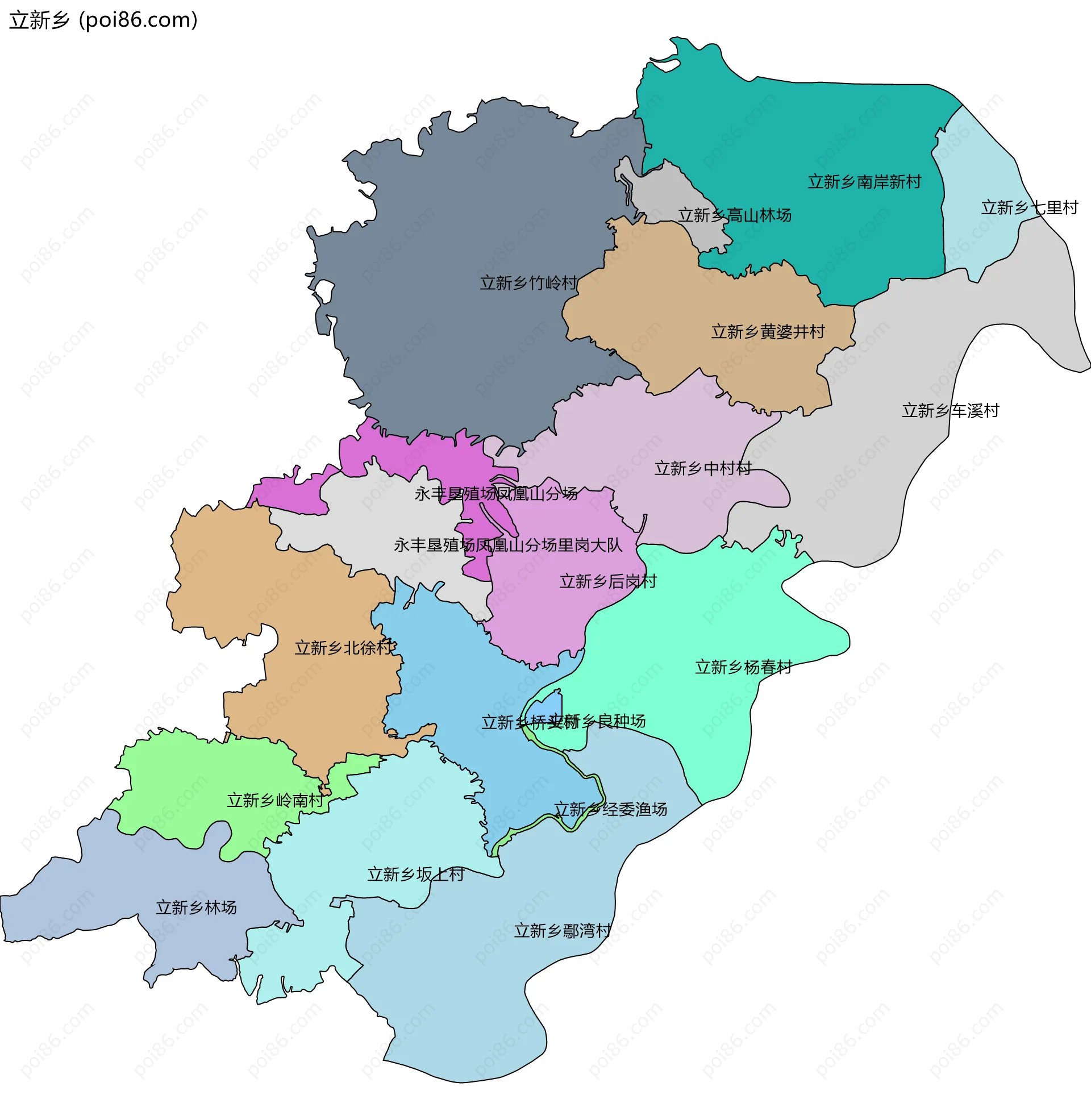 立新乡边界地图(五级行政区划)