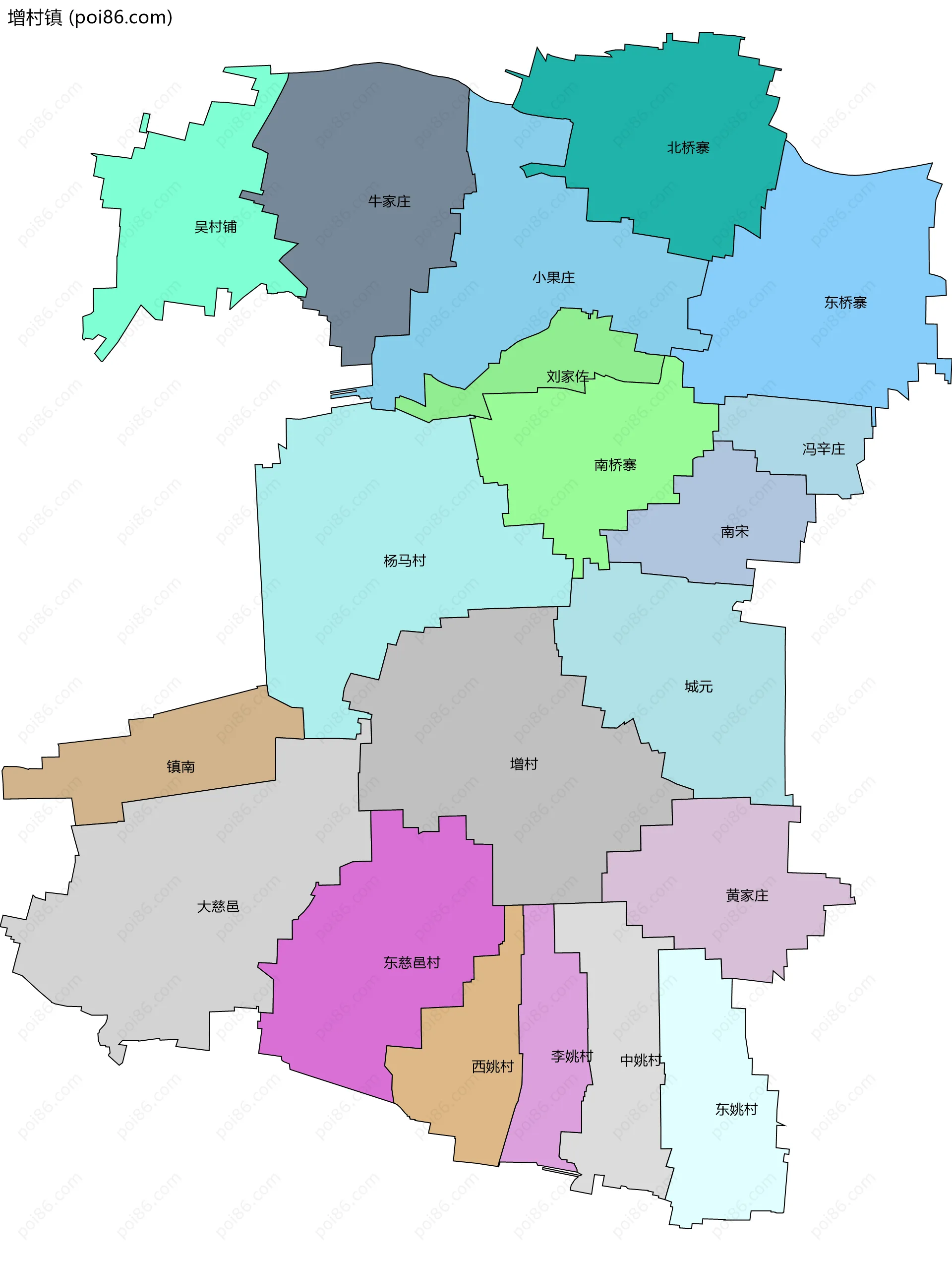 增村镇边界地图(五级行政区划)