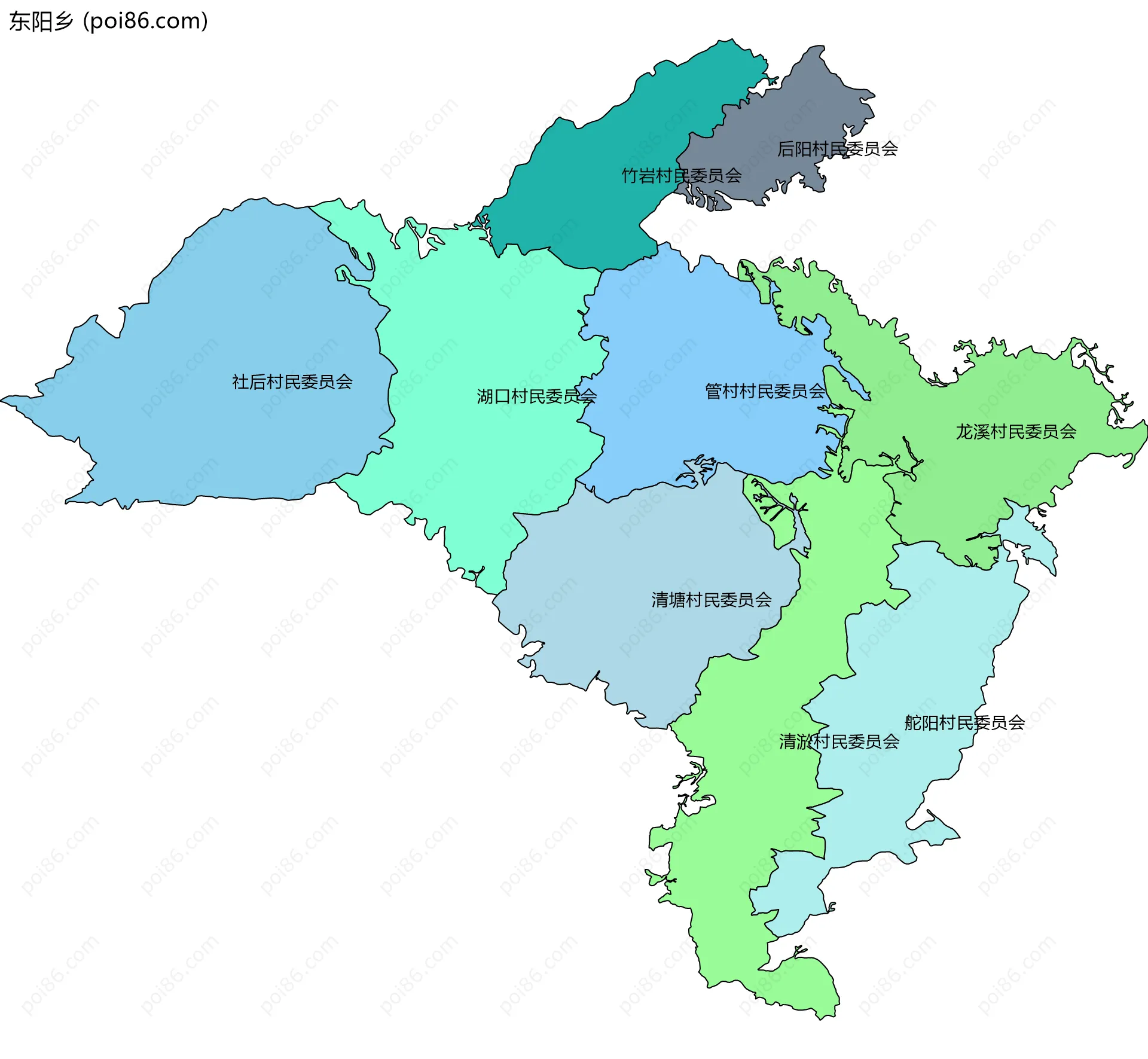 东阳乡边界地图(五级行政区划)