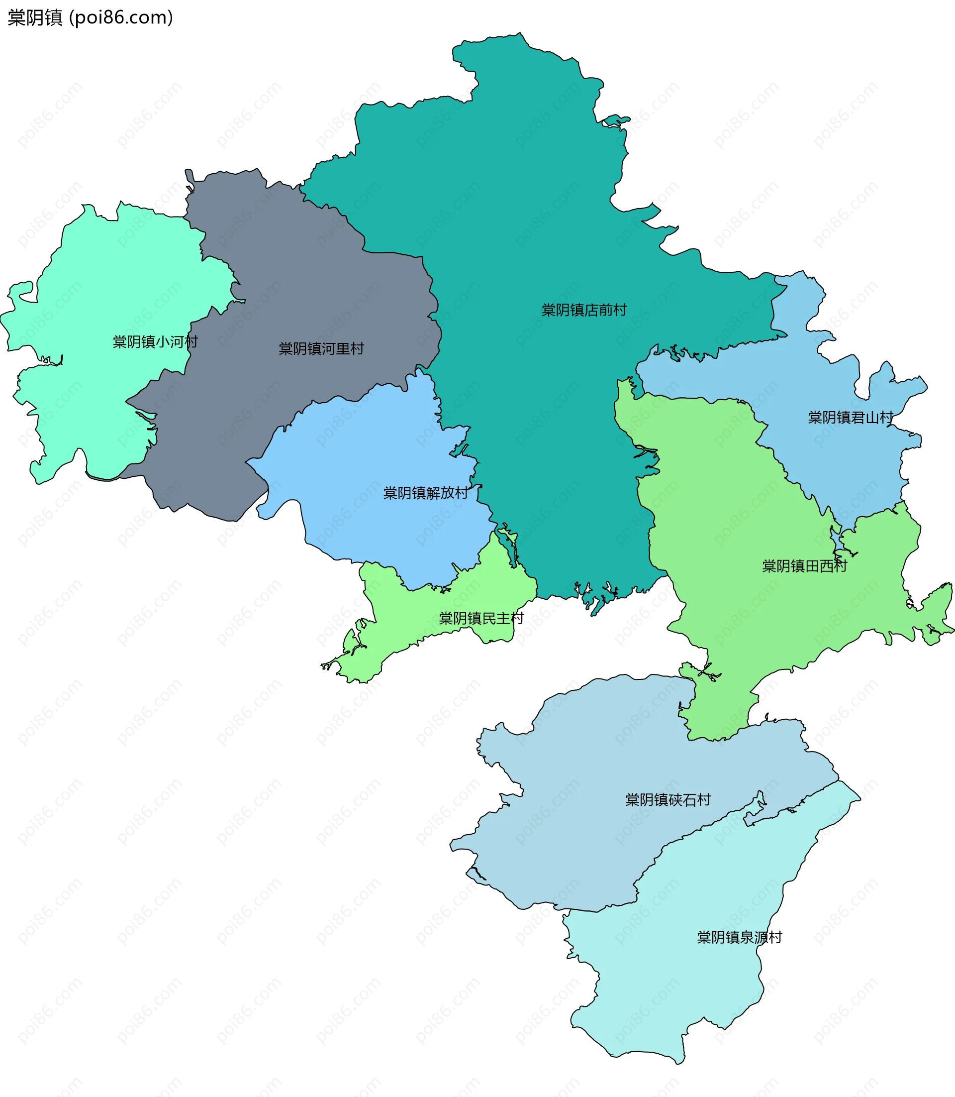 棠阴镇边界地图(五级行政区划)