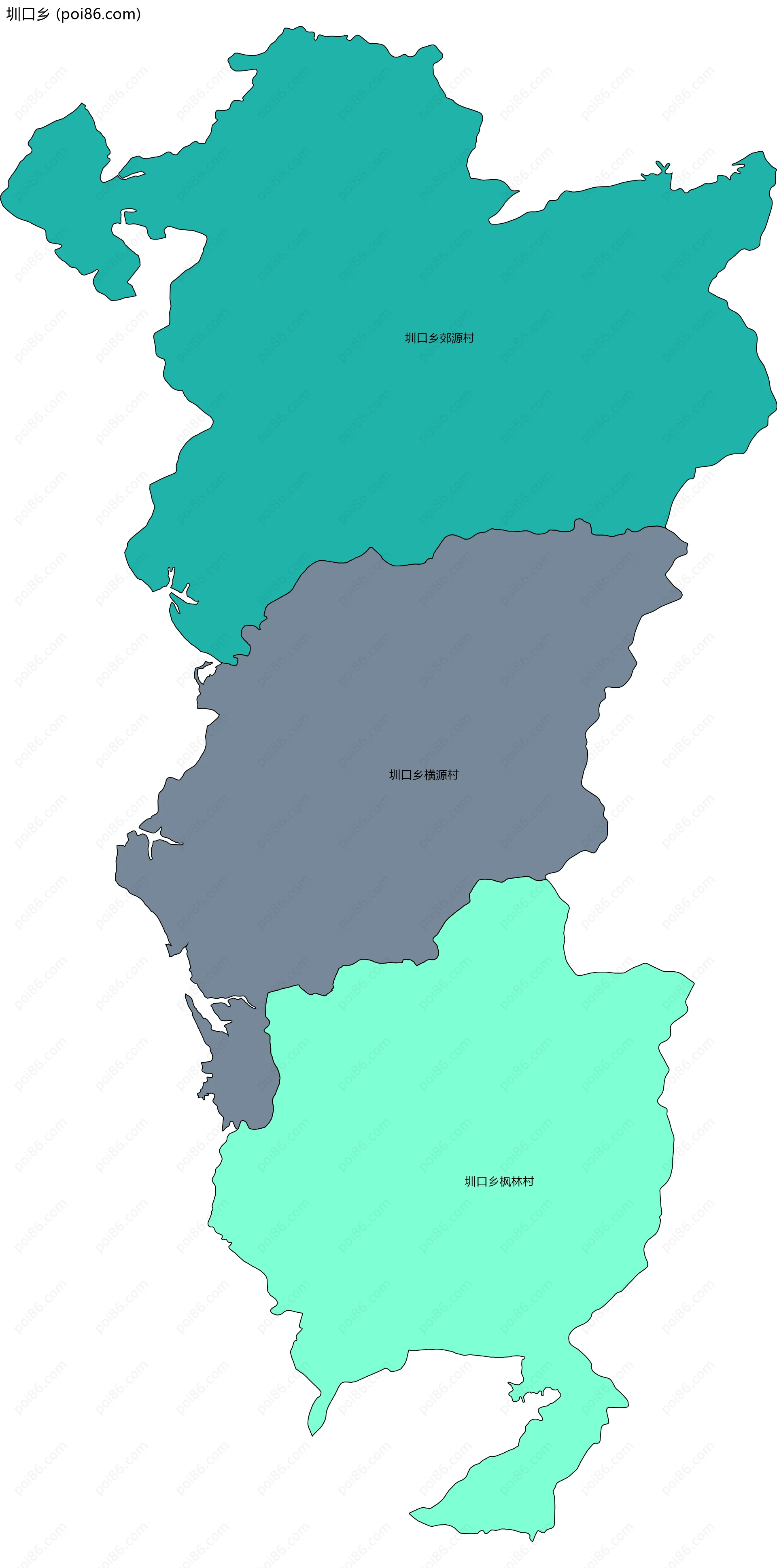 圳口乡边界地图(五级行政区划)