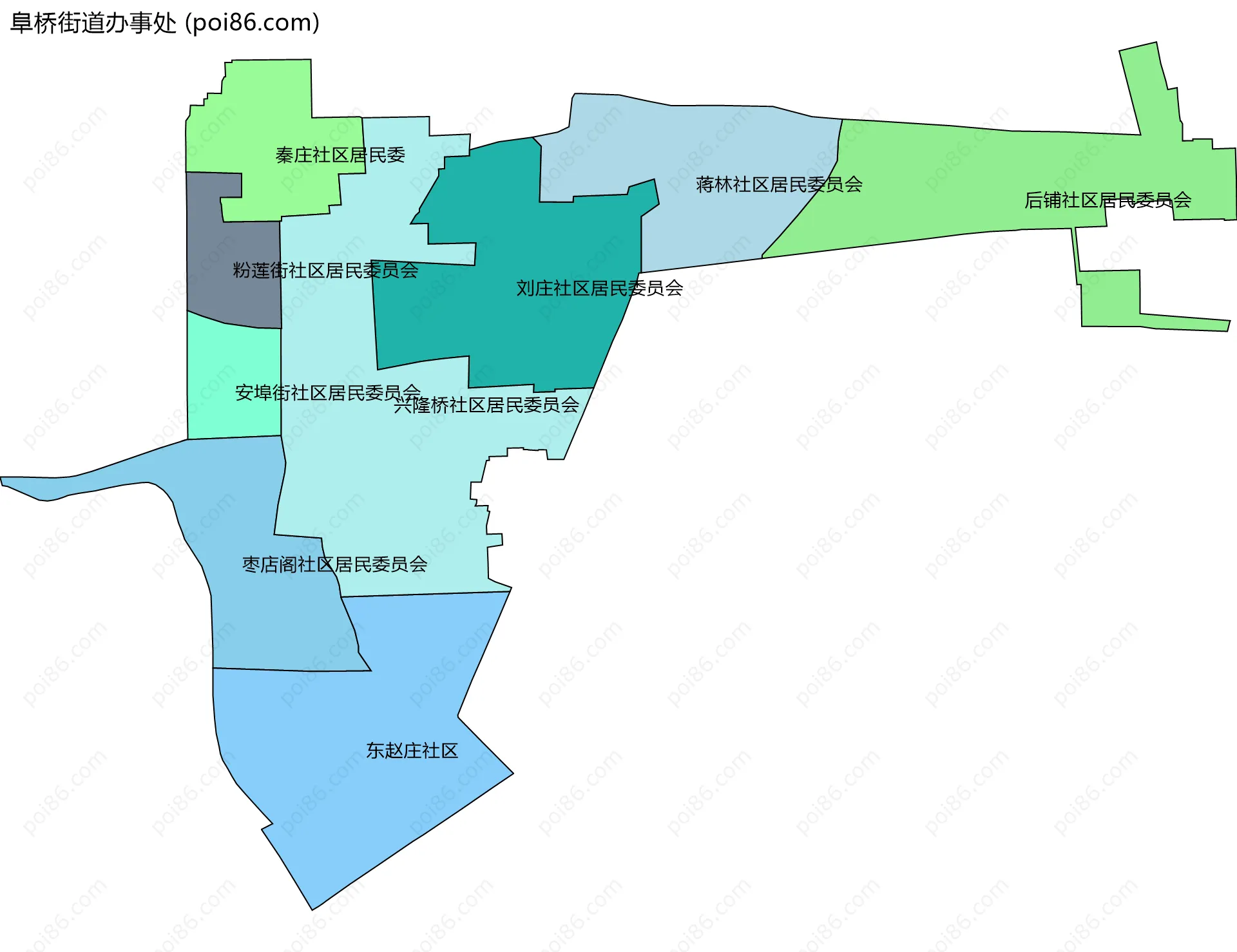 阜桥街道办事处边界地图(五级行政区划)