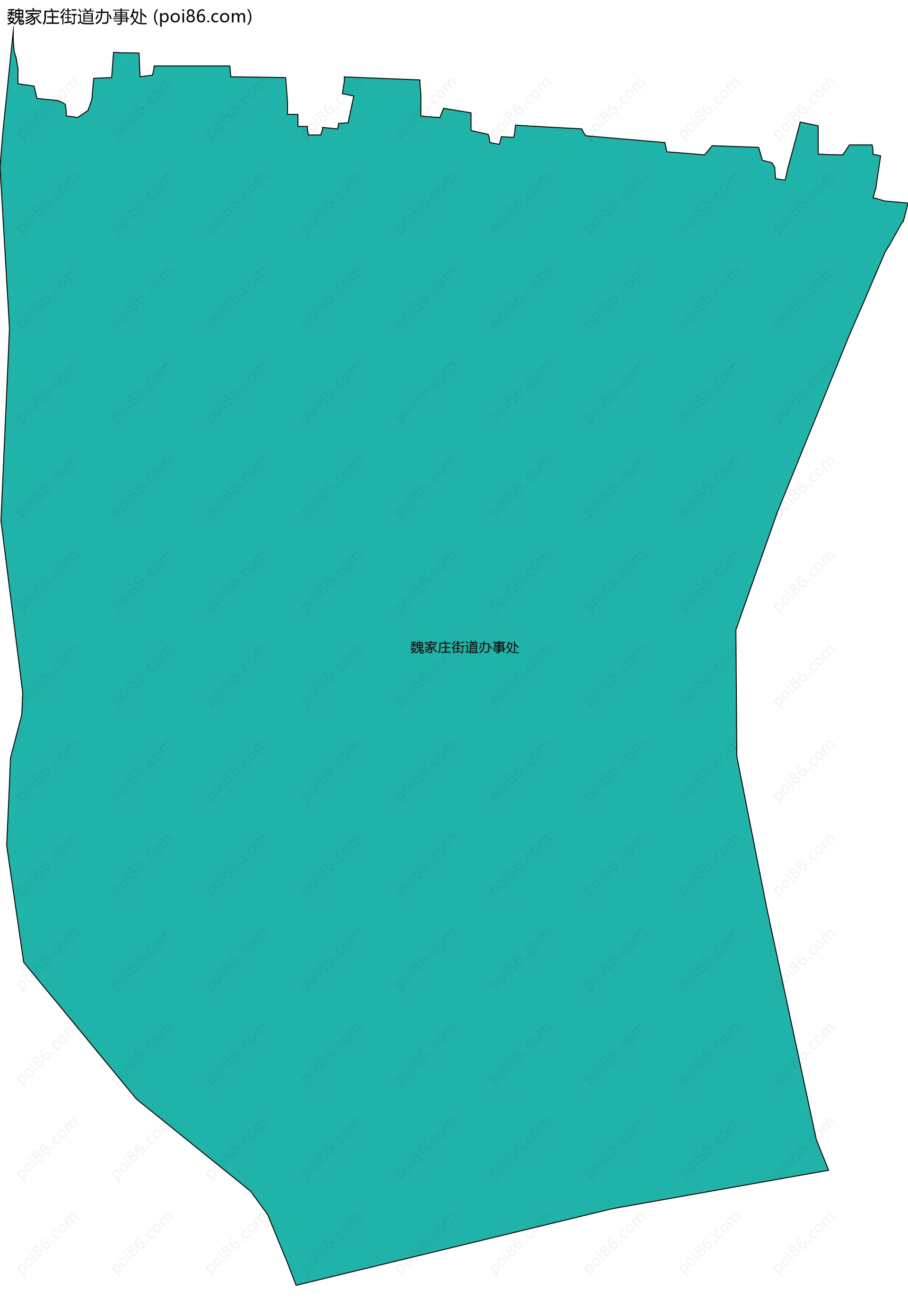 魏家庄街道办事处边界地图(五级行政区划)