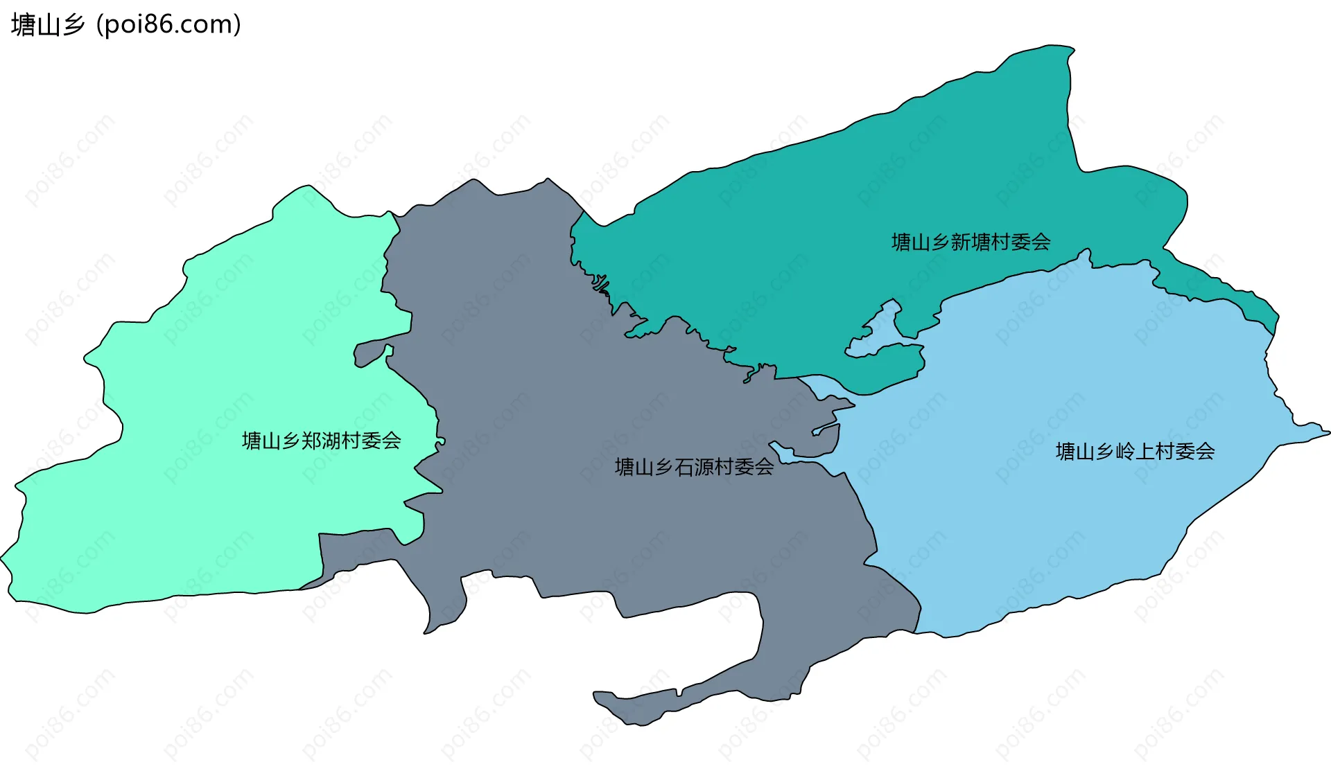 塘山乡边界地图(五级行政区划)