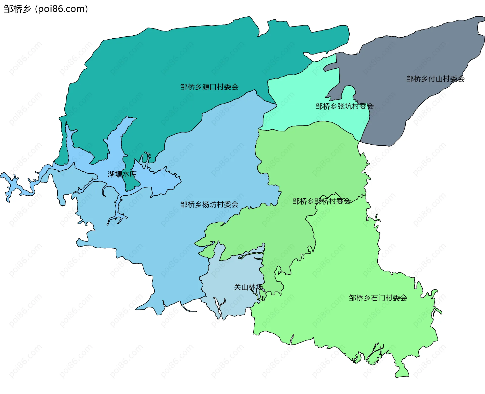 邹桥乡边界地图(五级行政区划)
