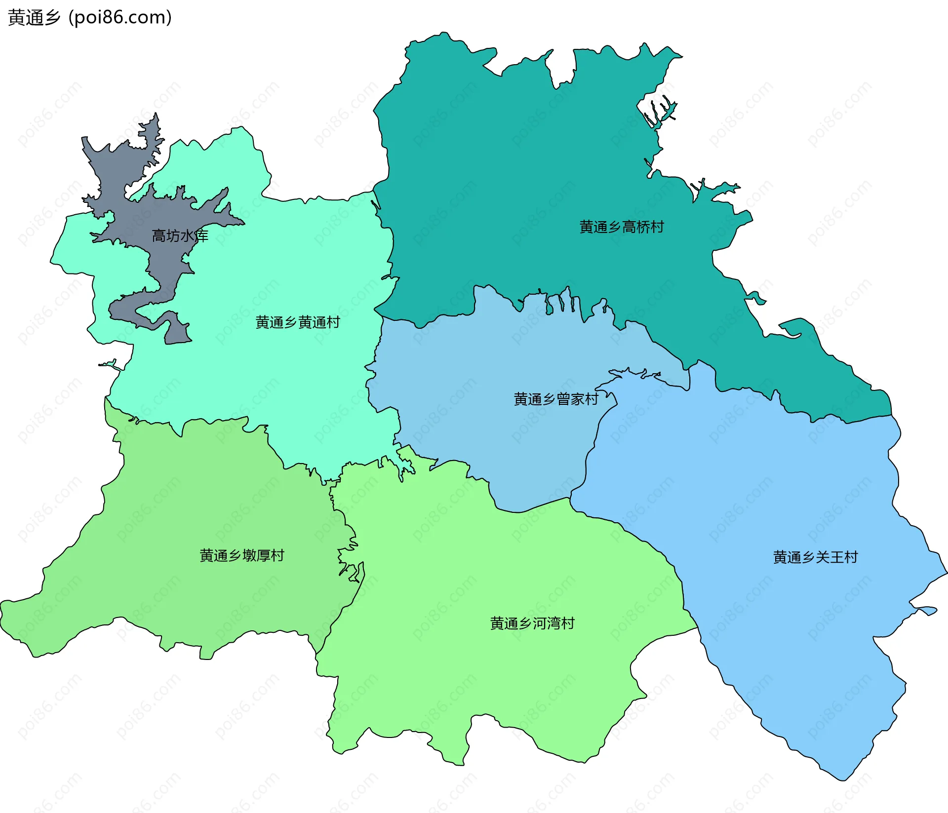 黄通乡边界地图(五级行政区划)