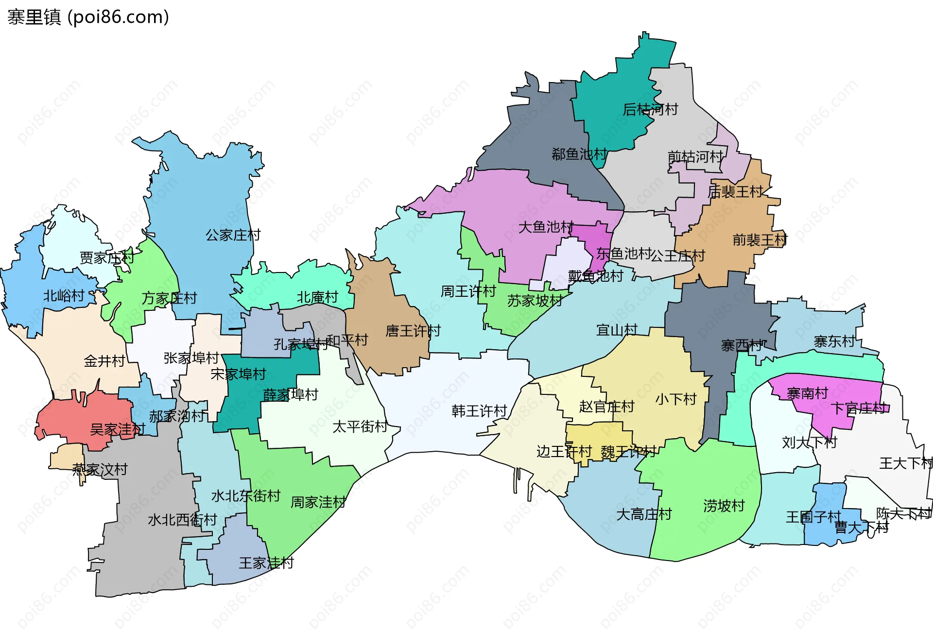 寨里镇边界地图(五级行政区划)