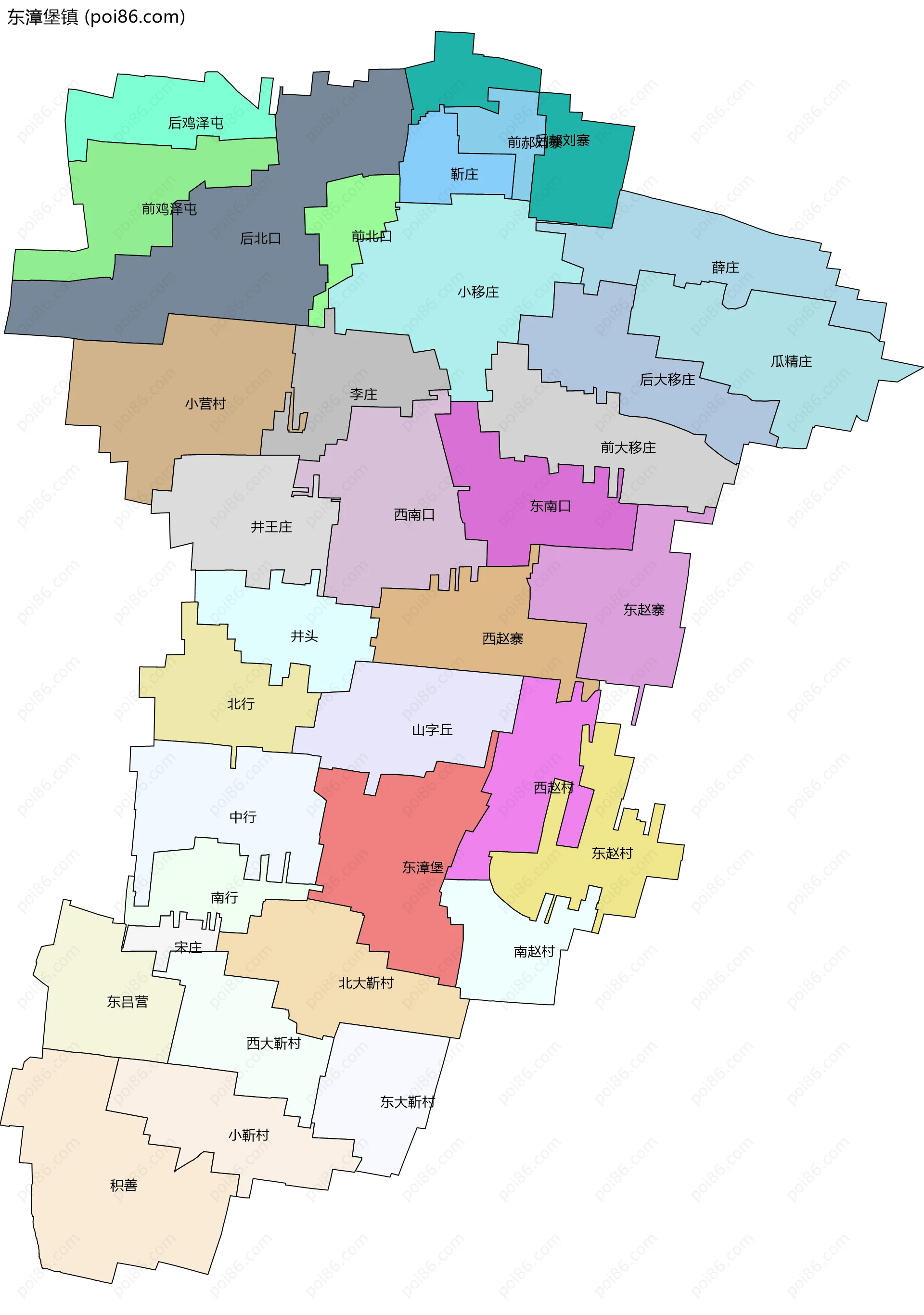 东漳堡镇边界地图(五级行政区划)