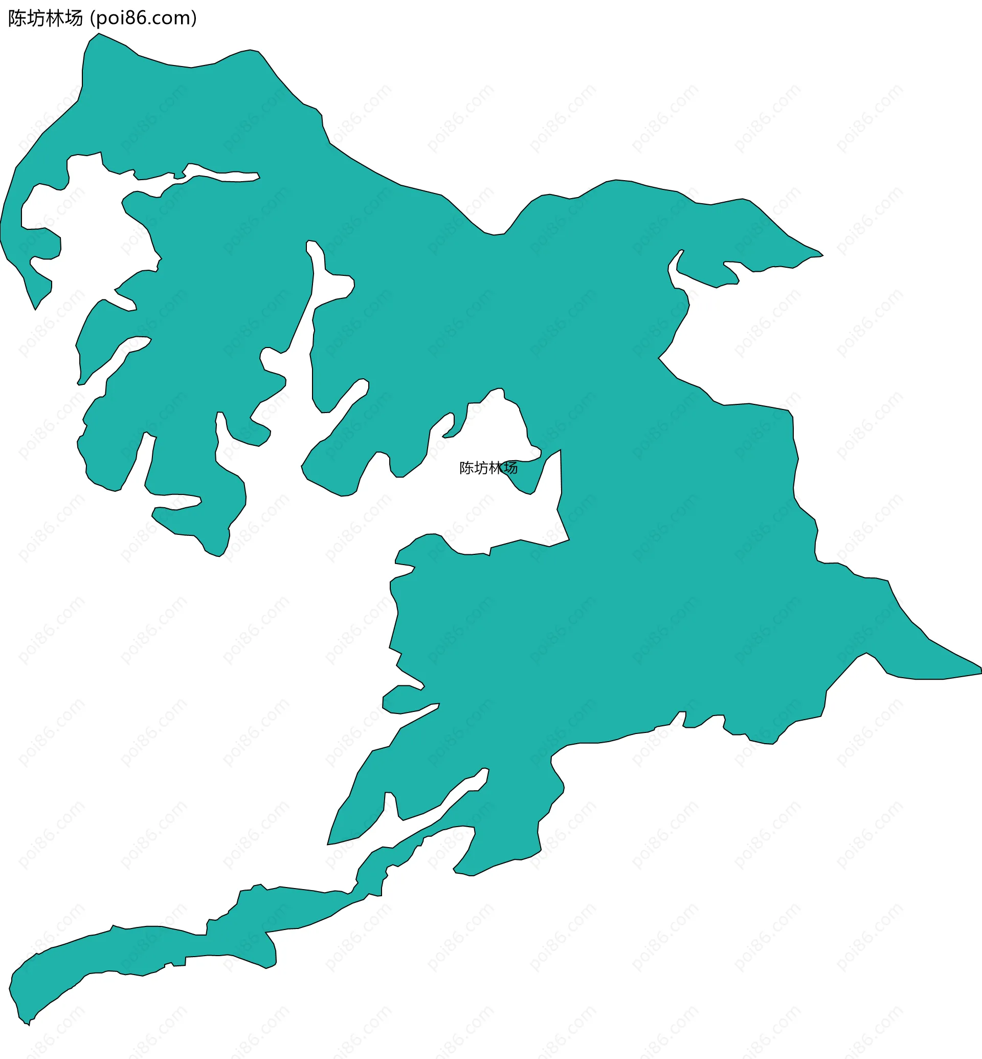 陈坊林场边界地图(五级行政区划)