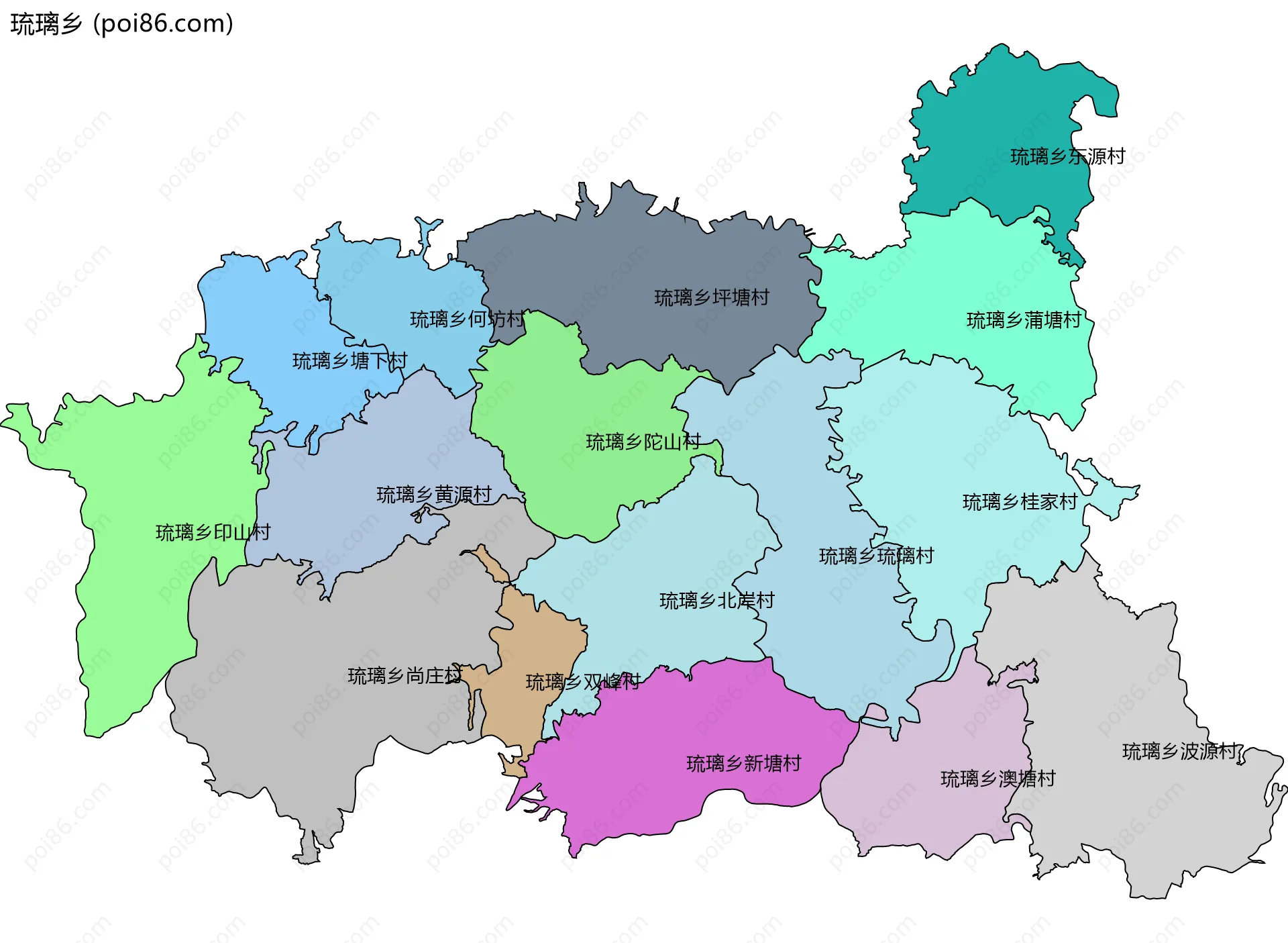 琉璃乡边界地图(五级行政区划)