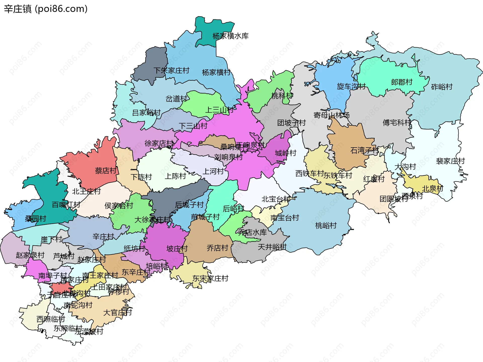 辛庄镇边界地图(五级行政区划)