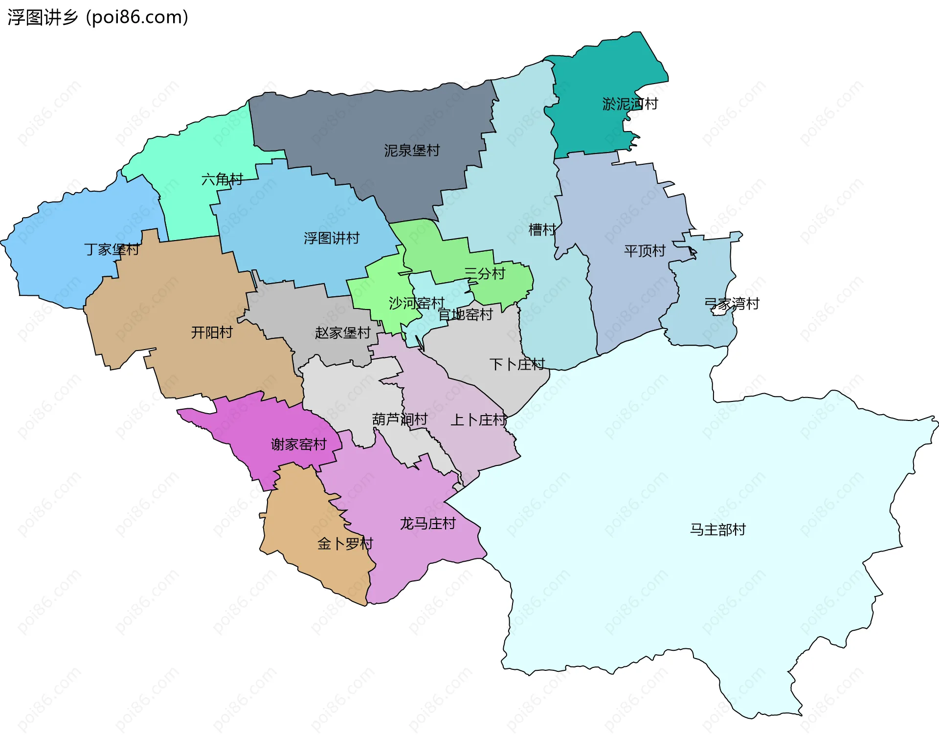 浮图讲乡边界地图(五级行政区划)
