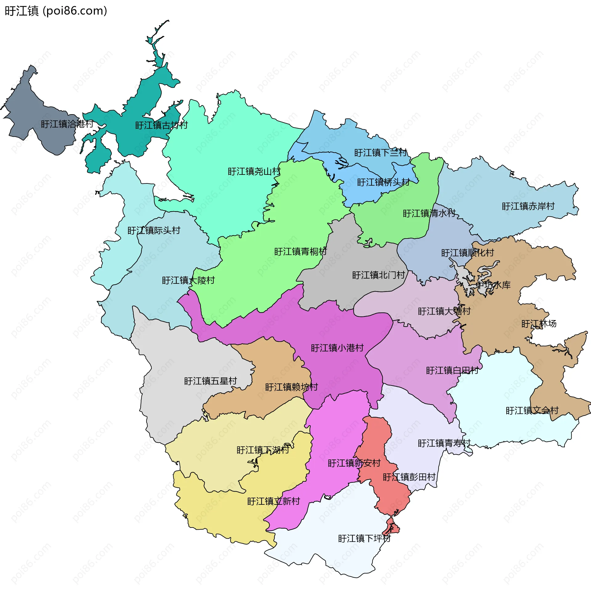 旴江镇边界地图(五级行政区划)