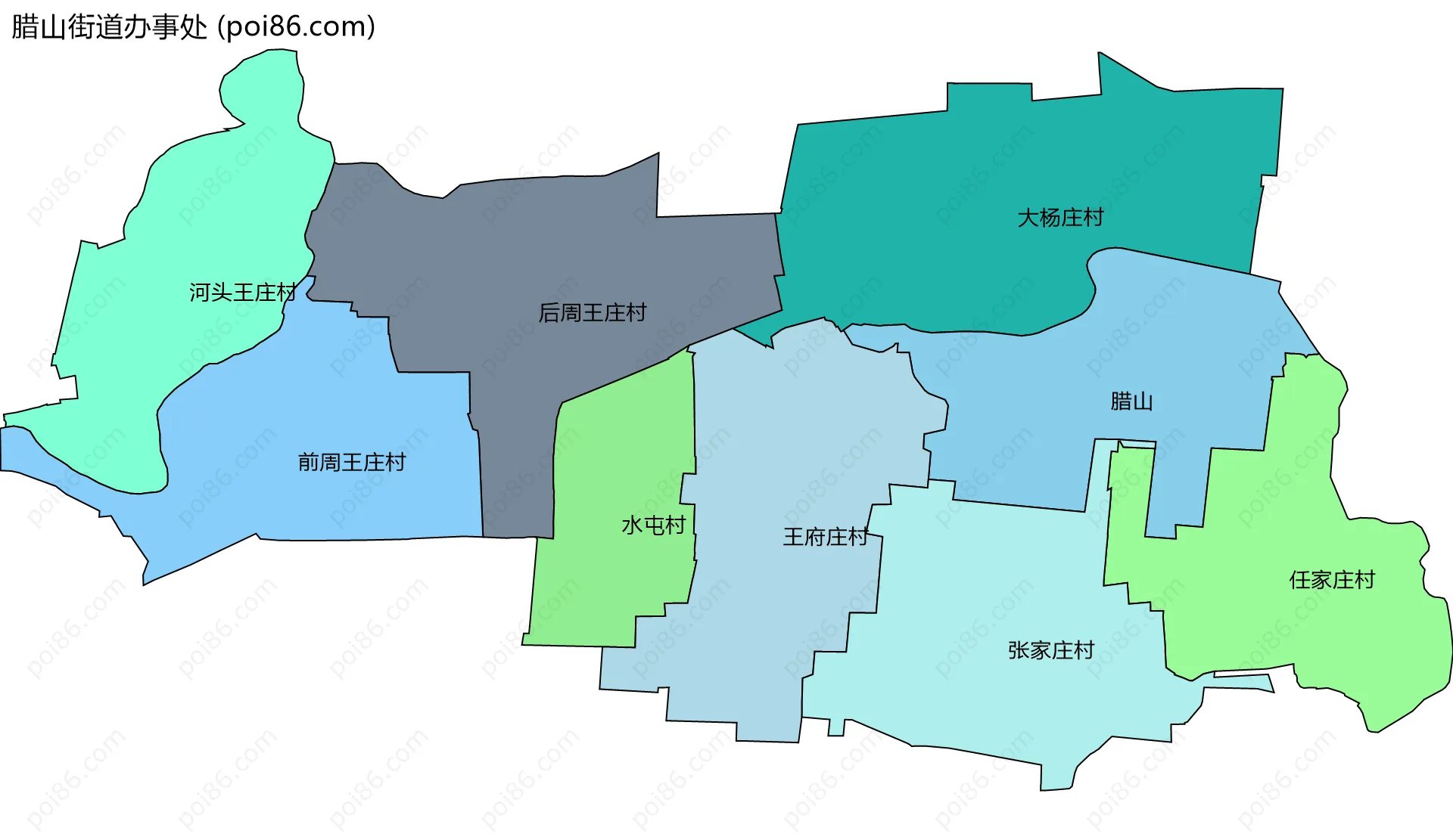 腊山街道办事处边界地图(五级行政区划)