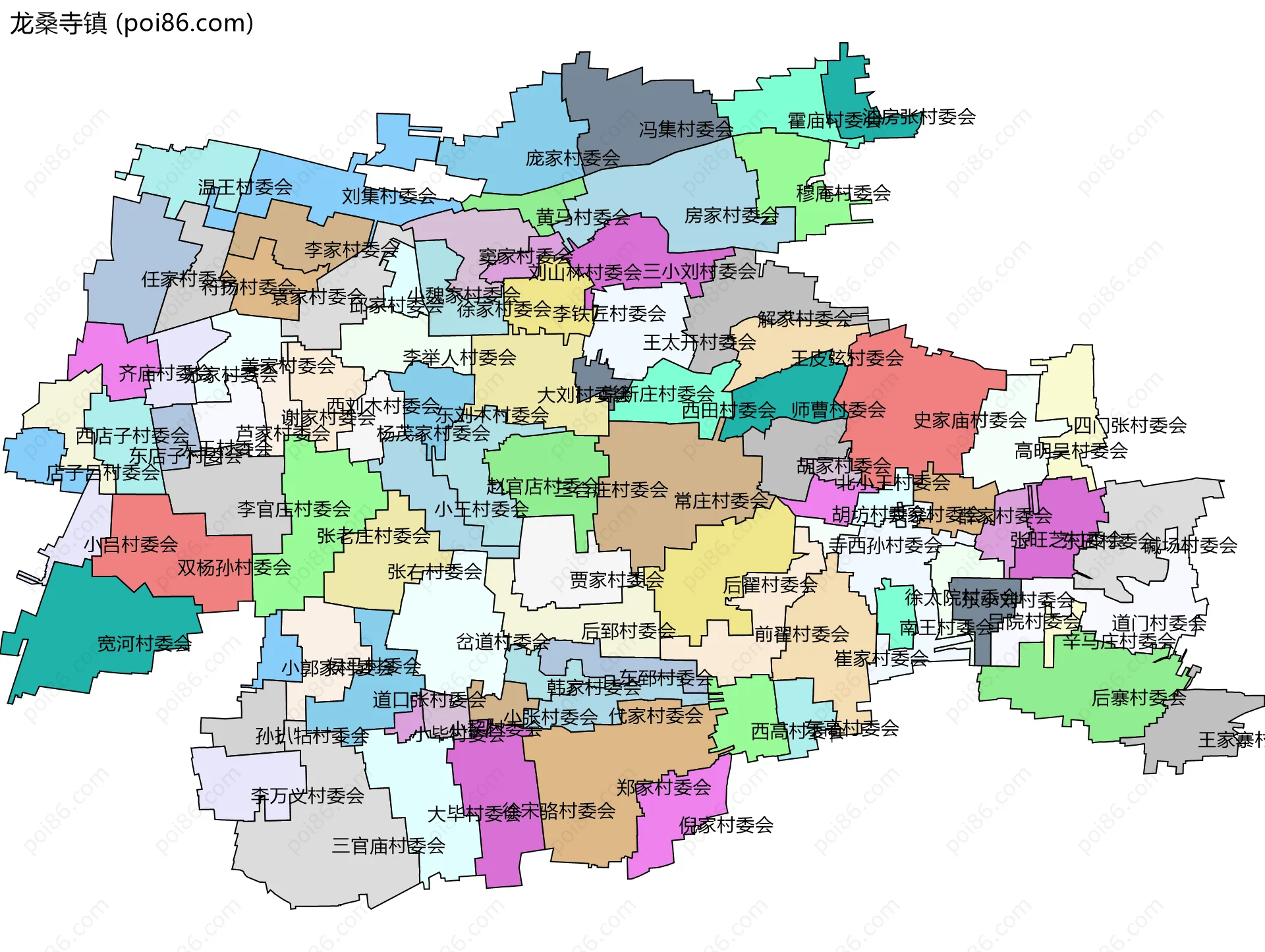 龙桑寺镇边界地图(五级行政区划)