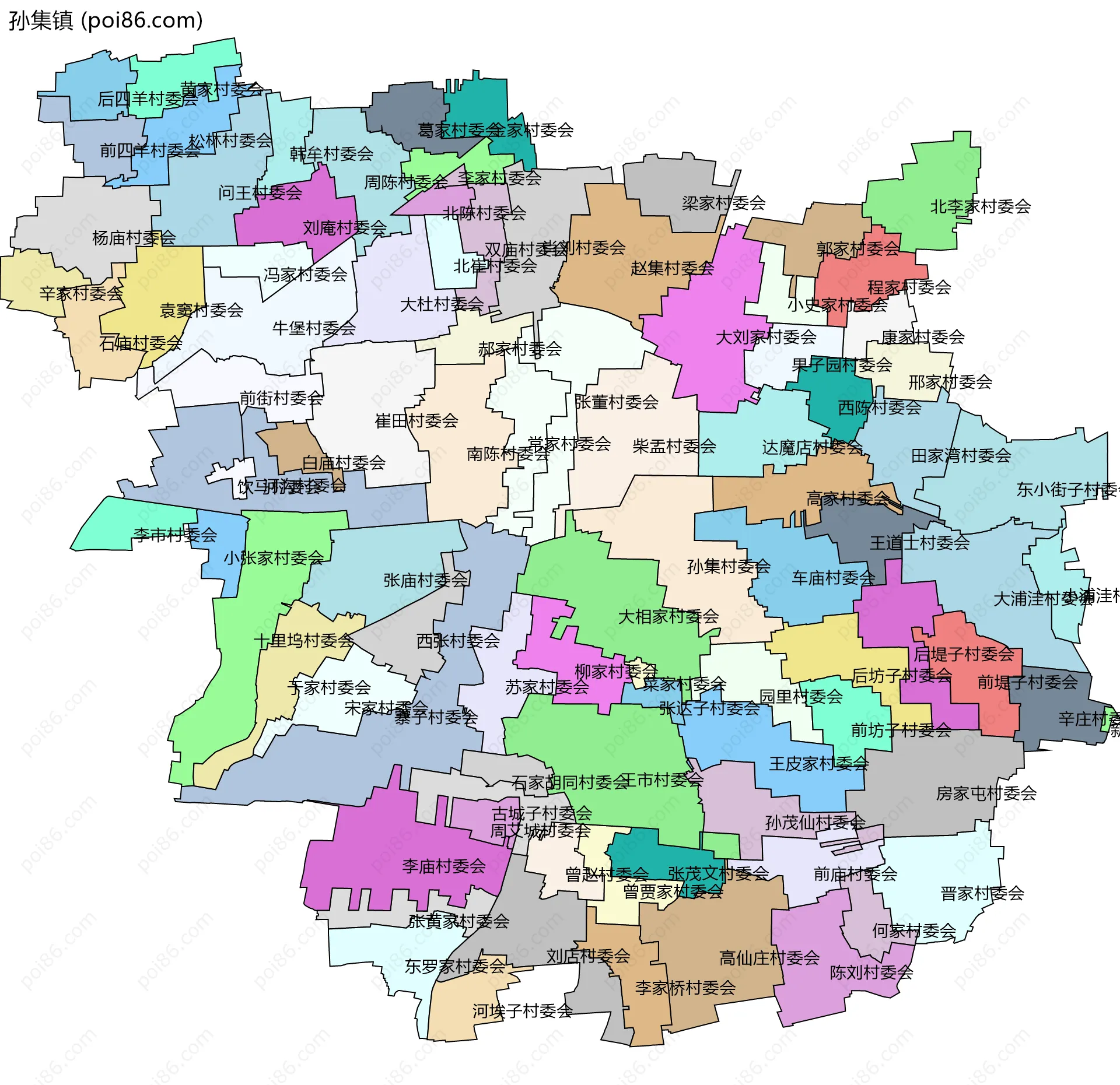 孙集镇边界地图(五级行政区划)