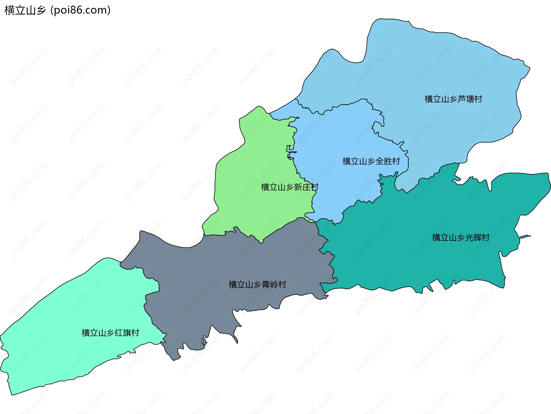横立山乡边界地图(五级行政区划)