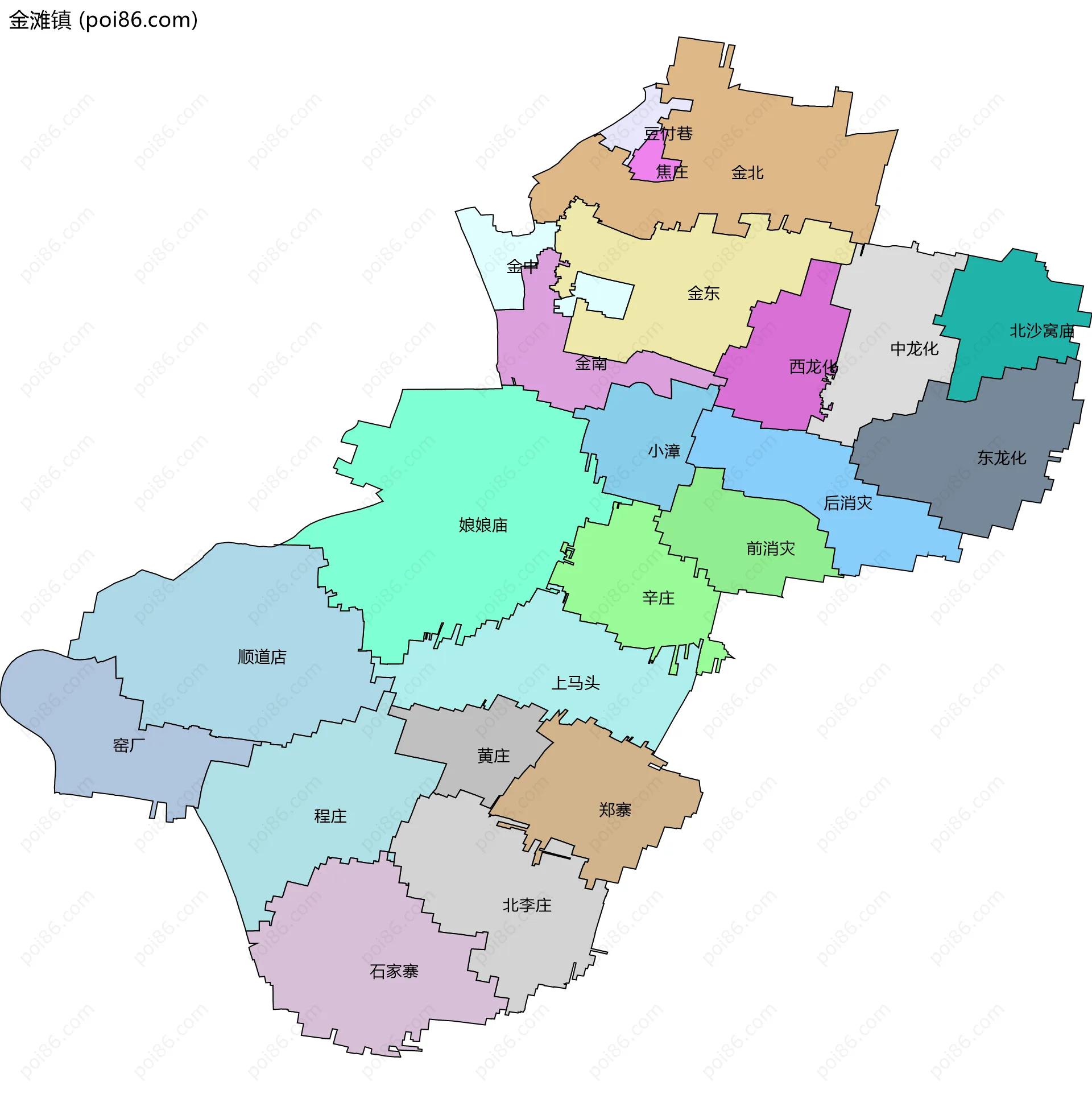 金滩镇边界地图(五级行政区划)