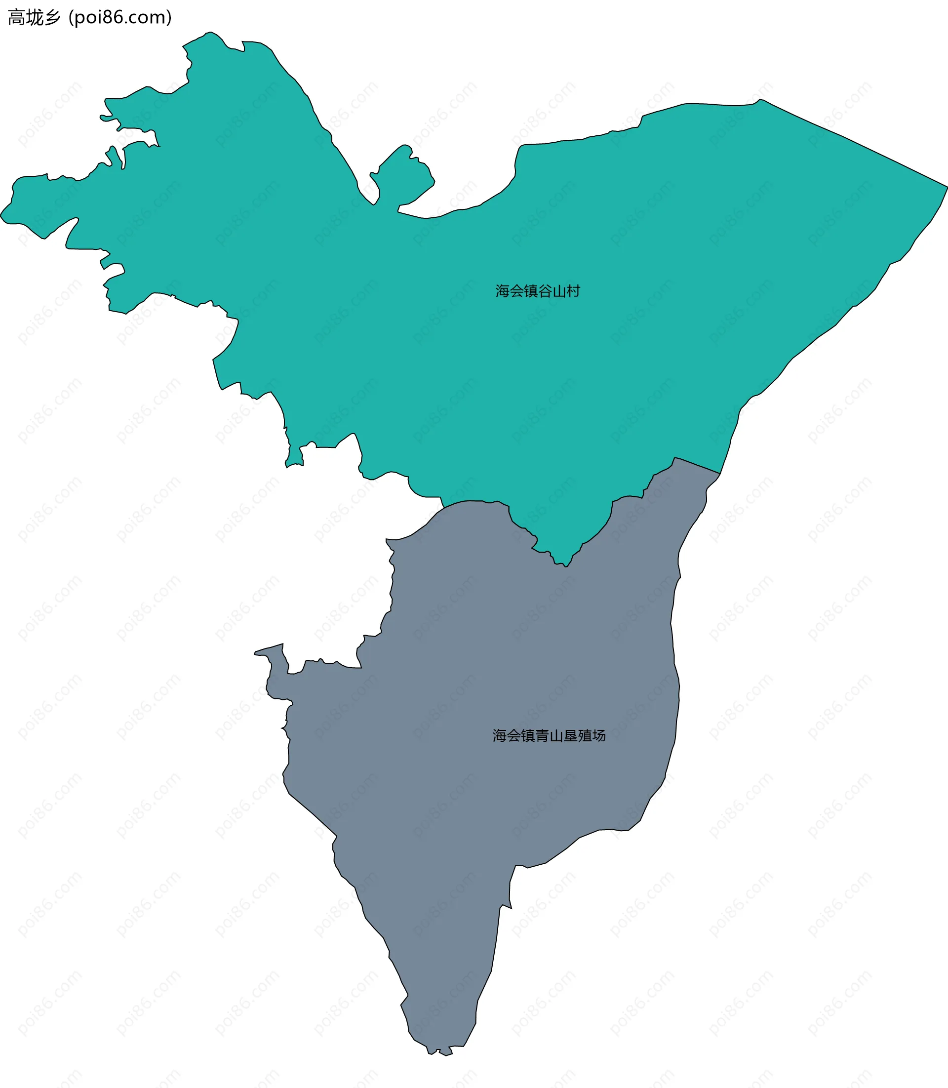 高垅乡边界地图(五级行政区划)