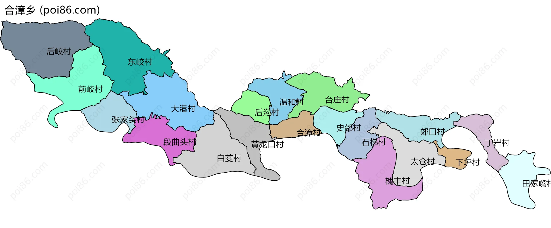 合漳乡边界地图(五级行政区划)
